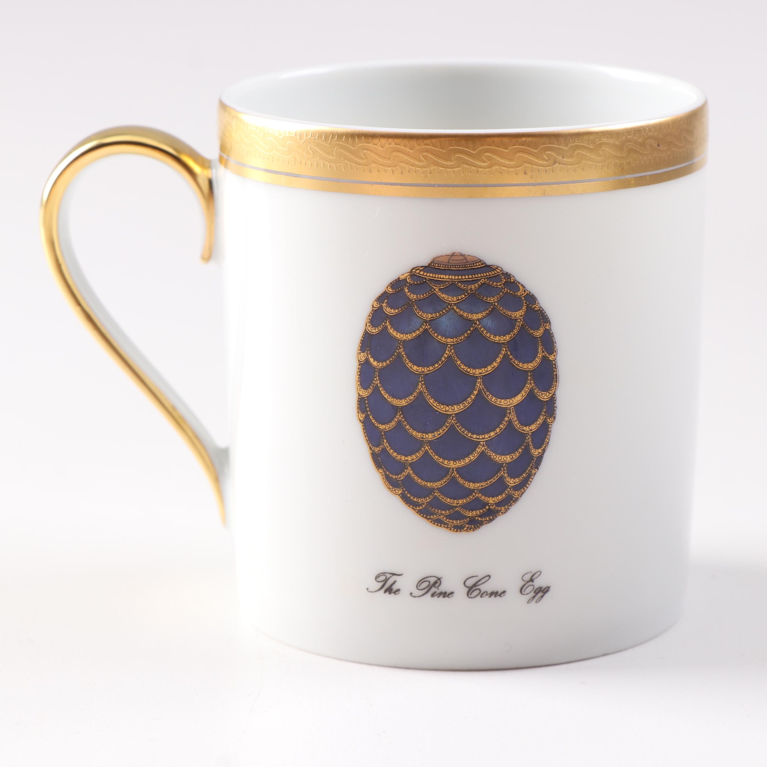 Fabergé Limoges Porcelain Demitasse Cups and Saucers