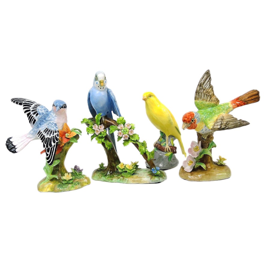 Staffordshire Porcelain Bird Figurines and Spode Porcelain Bird Figurine