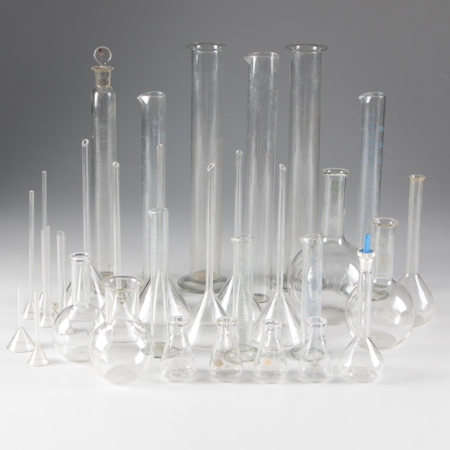 American Glass Laboratory Flasks, Graduated Cylinders, and Funnels