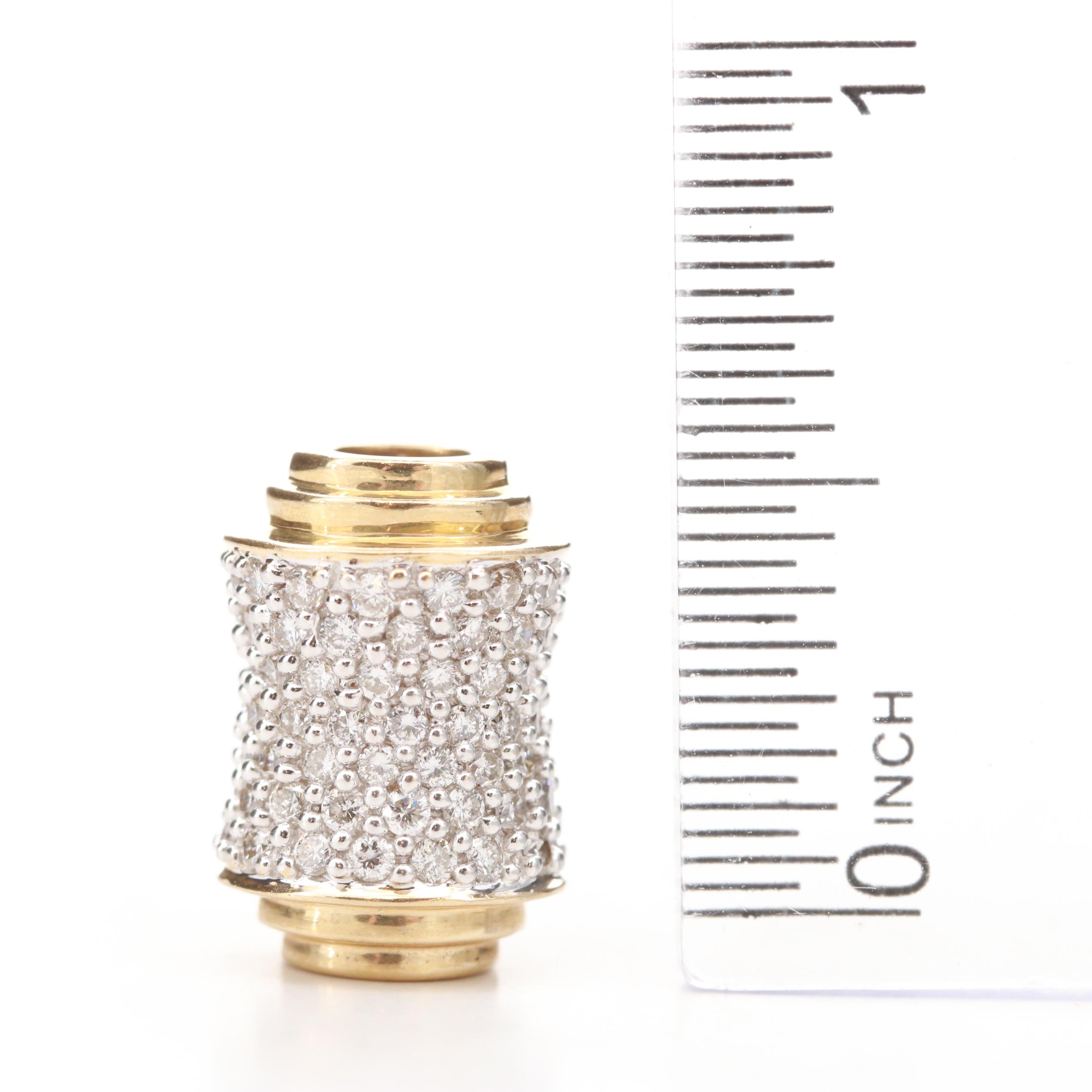 14K Yellow Gold Necklace with Diamond and Cubic Zirconia Pendants