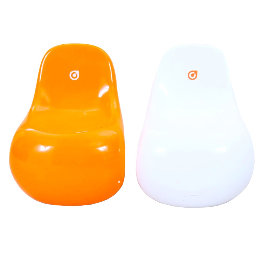 Orange Leaf Modern Style Side Chairs Orange and White, Contemporary