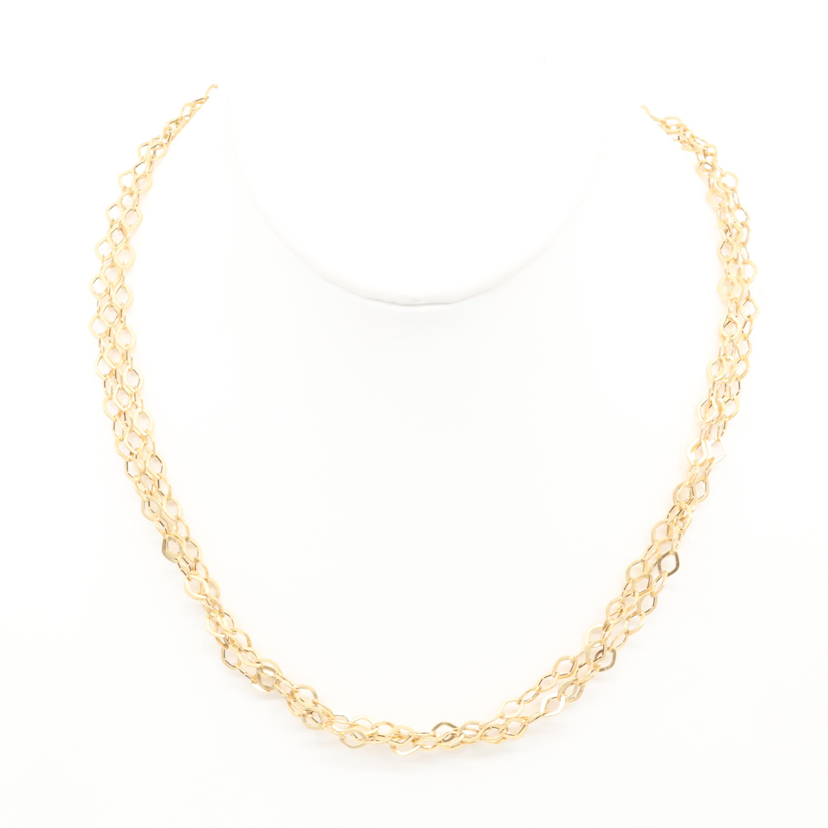 14K Yellow Gold Triple Strand Necklace