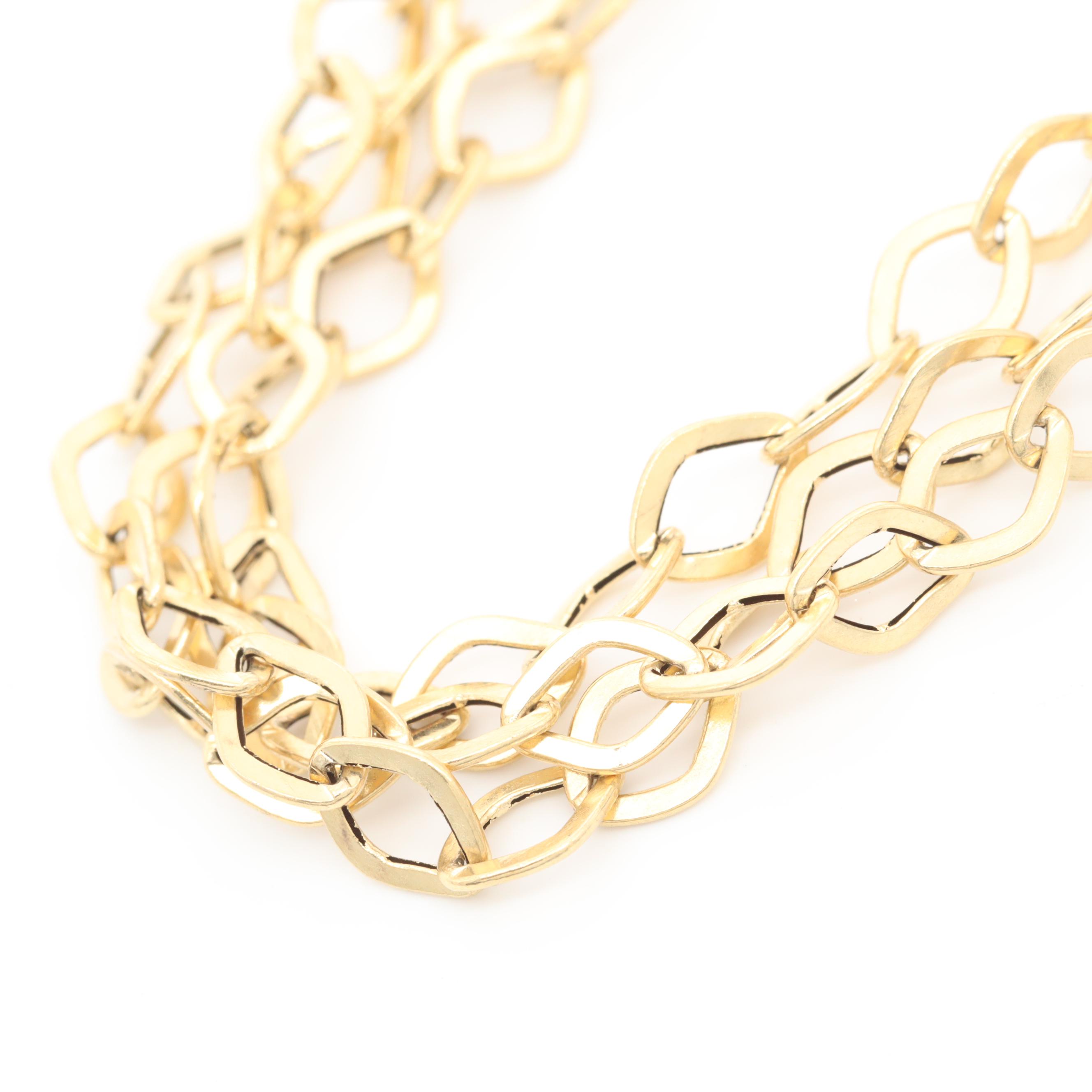 14K Yellow Gold Triple Strand Necklace
