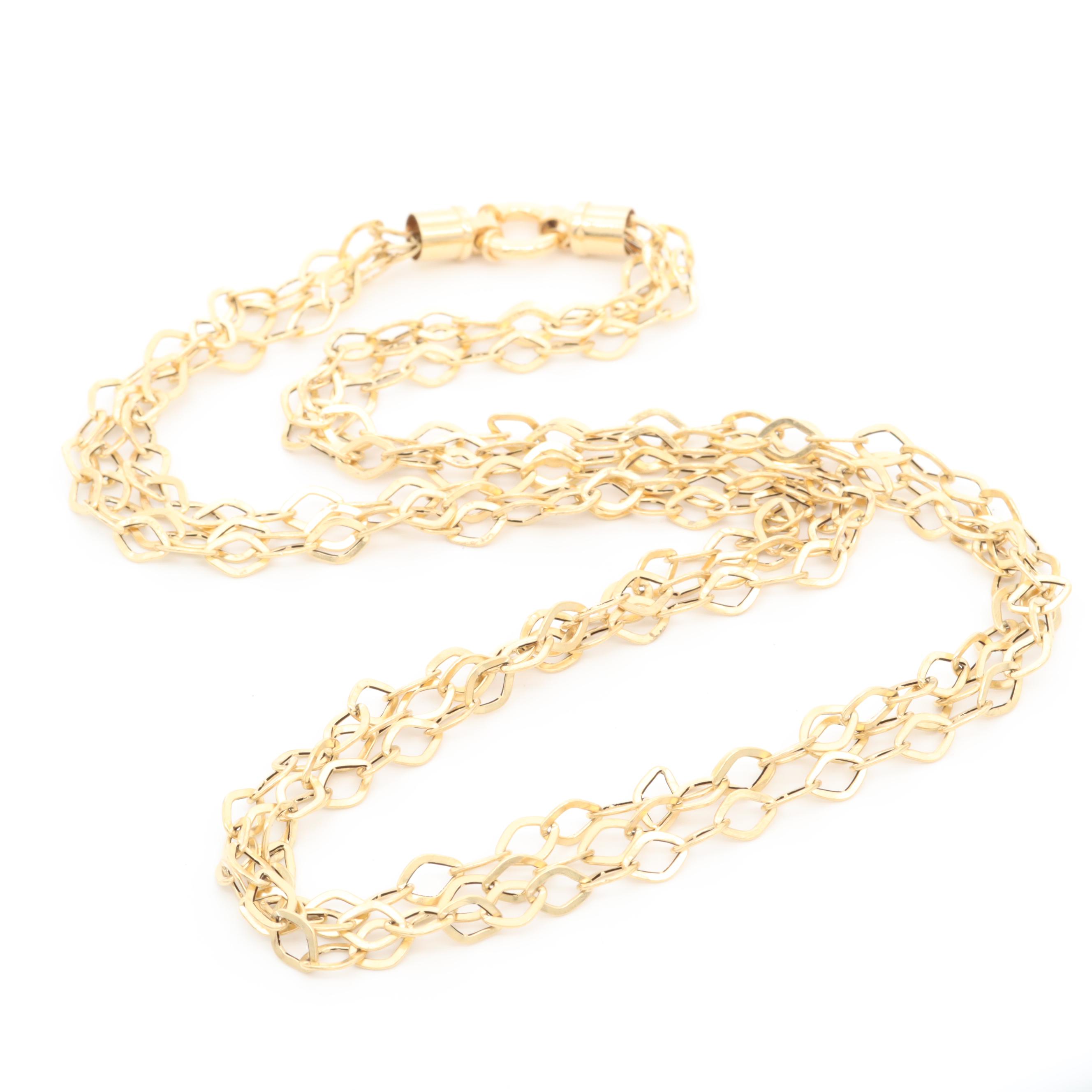 14K Yellow Gold Triple Strand Necklace