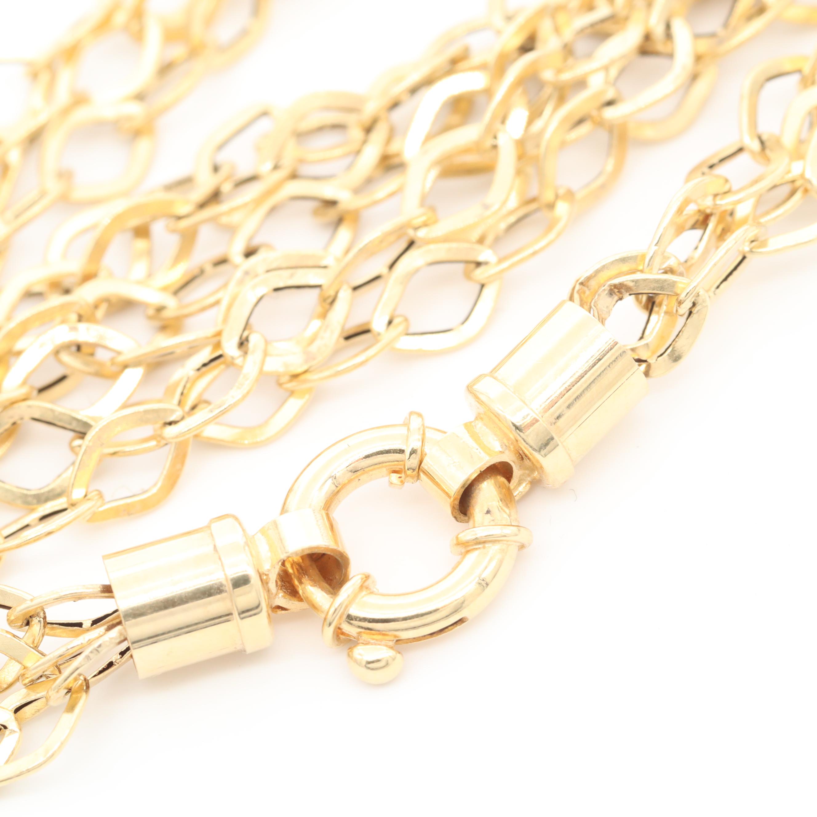 14K Yellow Gold Triple Strand Necklace