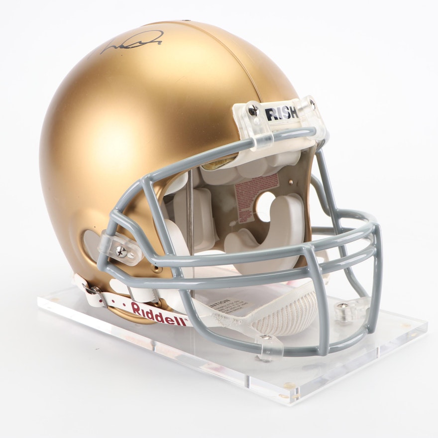 Joe Montana Autographed Norte Dame Replica Helmet on Stand