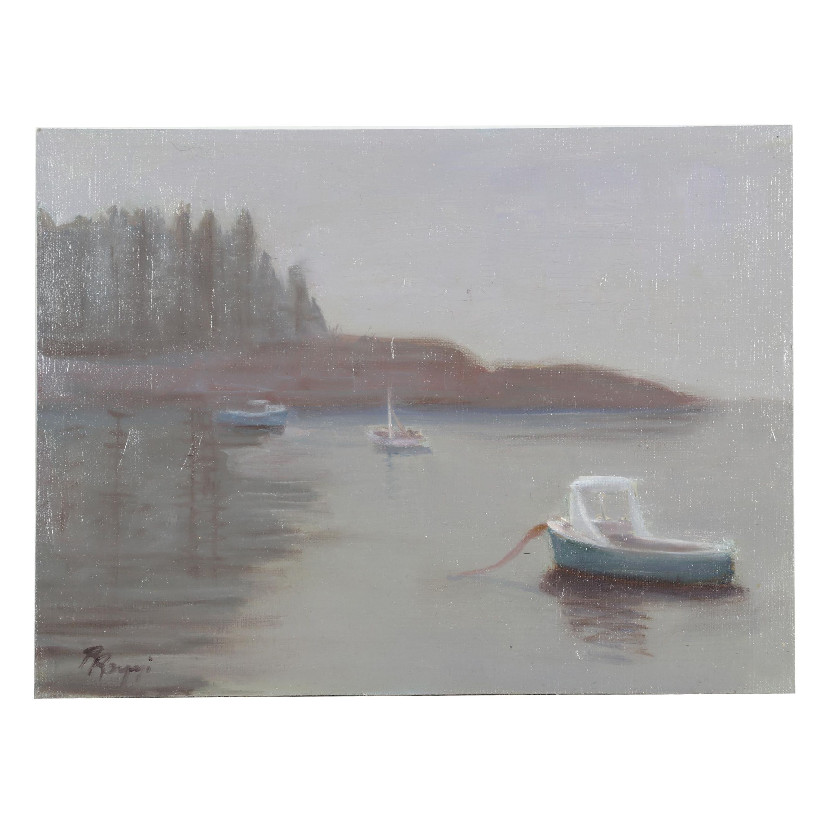 Rita Rozzi Oil Painting "Foggy Nautical Landscape"