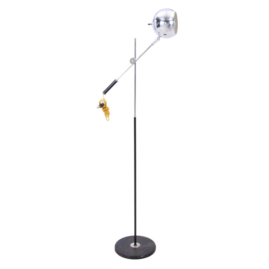 Mid Century Modern Chrome Adjustable-Arm Floor Lamp