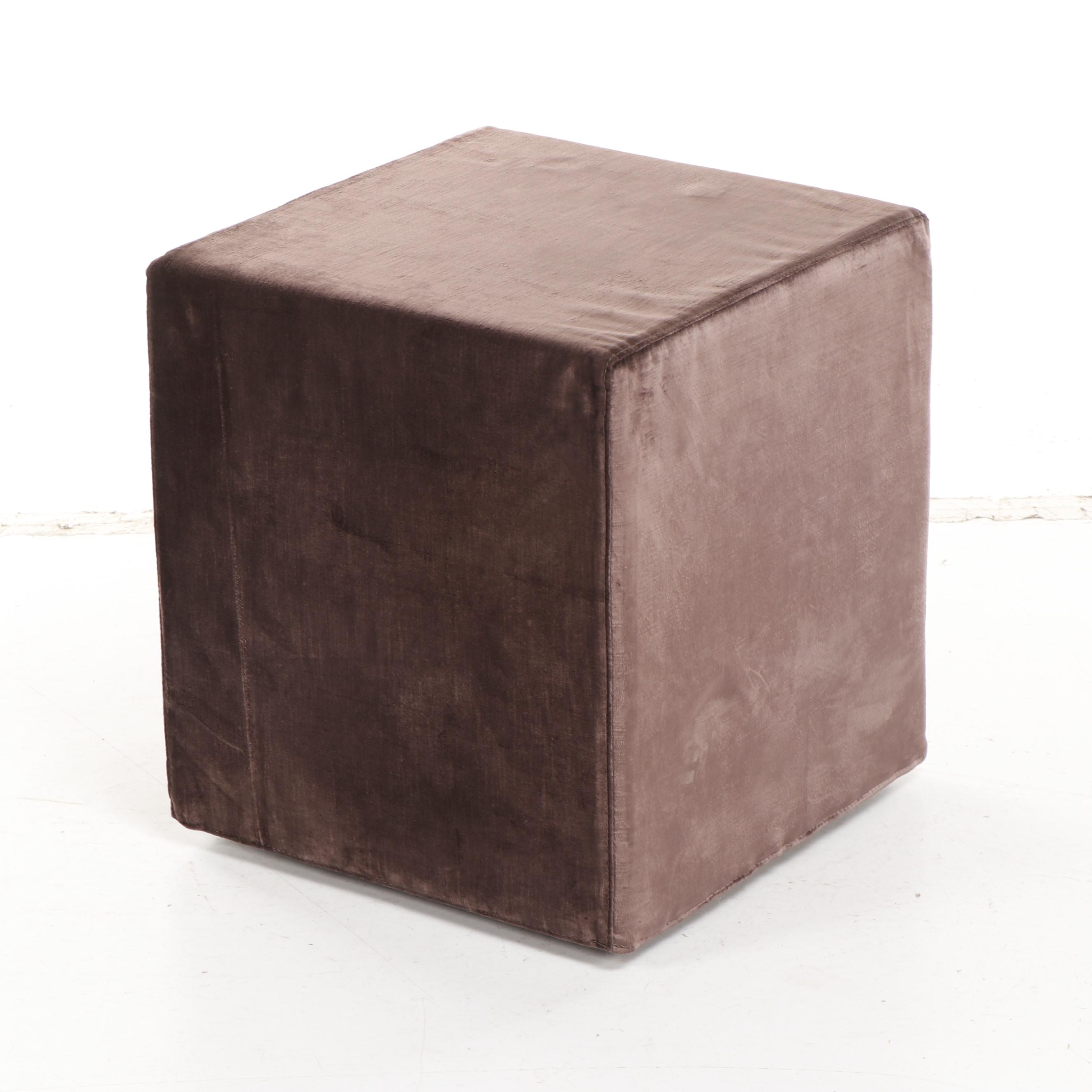 Contemporary Purple Velvet Upholstered Ottoman