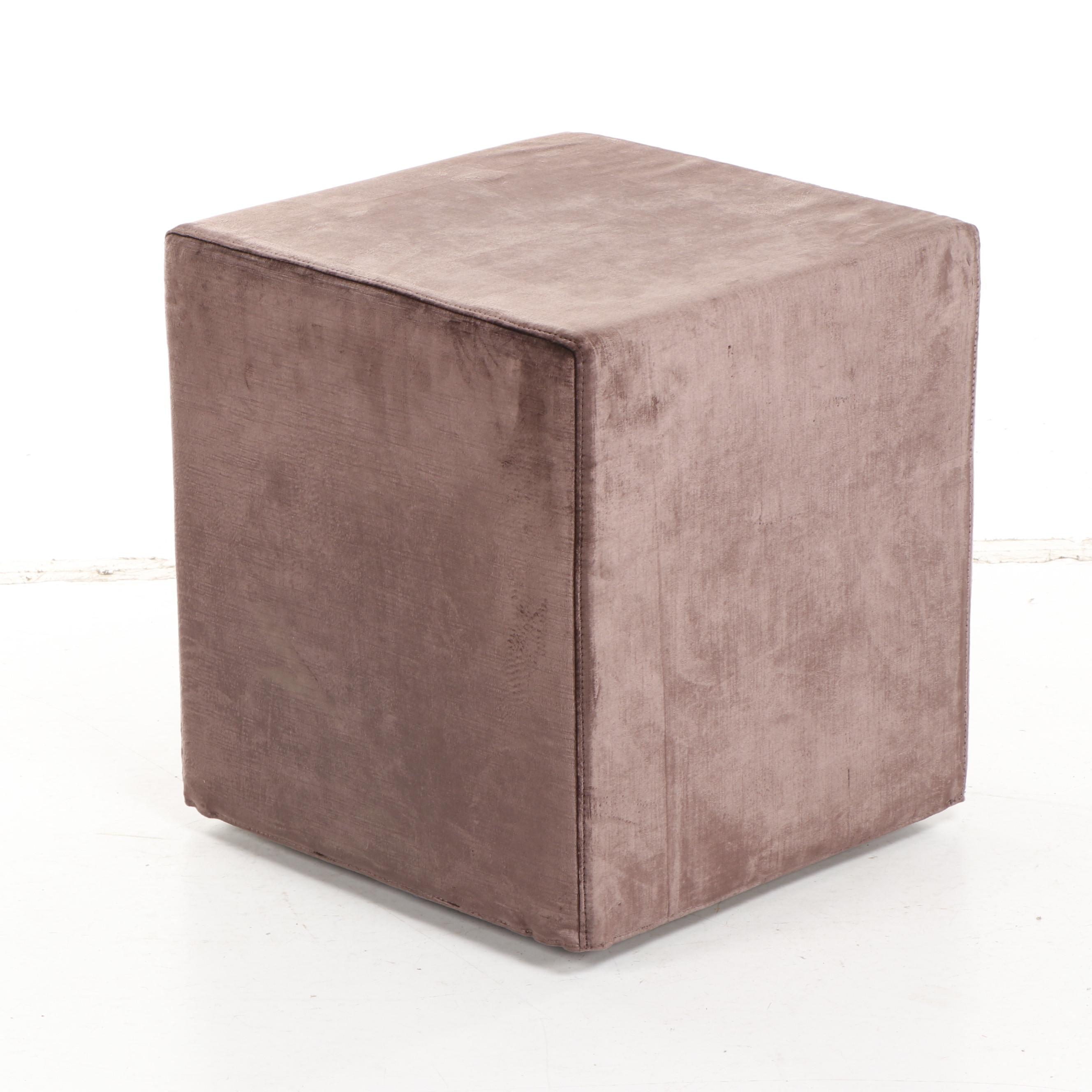 Contemporary Purple Velvet Upholstered Ottoman