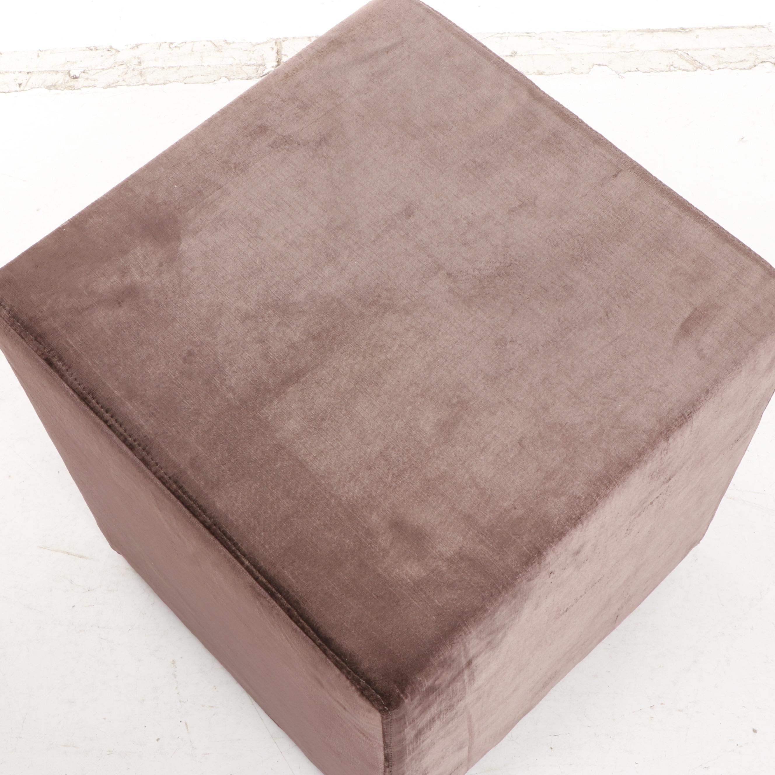 Contemporary Purple Velvet Upholstered Ottoman