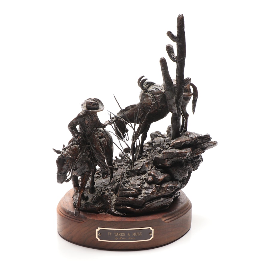 Bruce André Bronze Sculpture "It Takes a Mule"