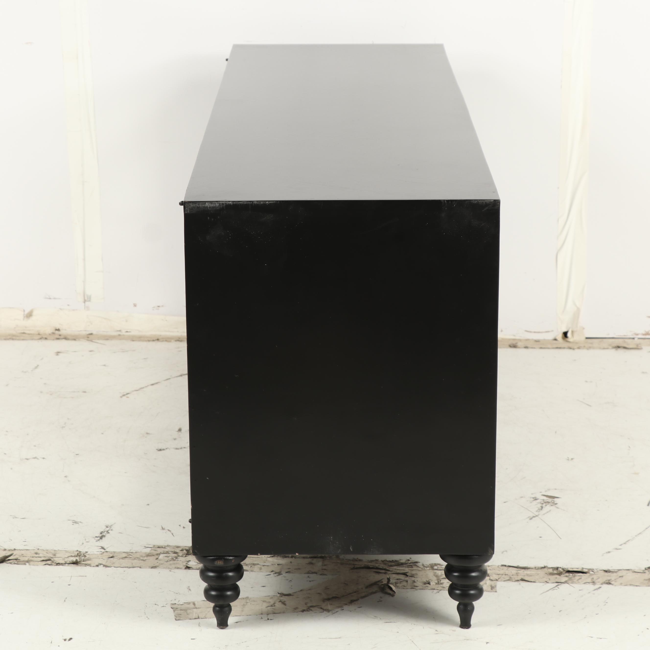 Contemporary Ebonized and Mirrored Front Credenza