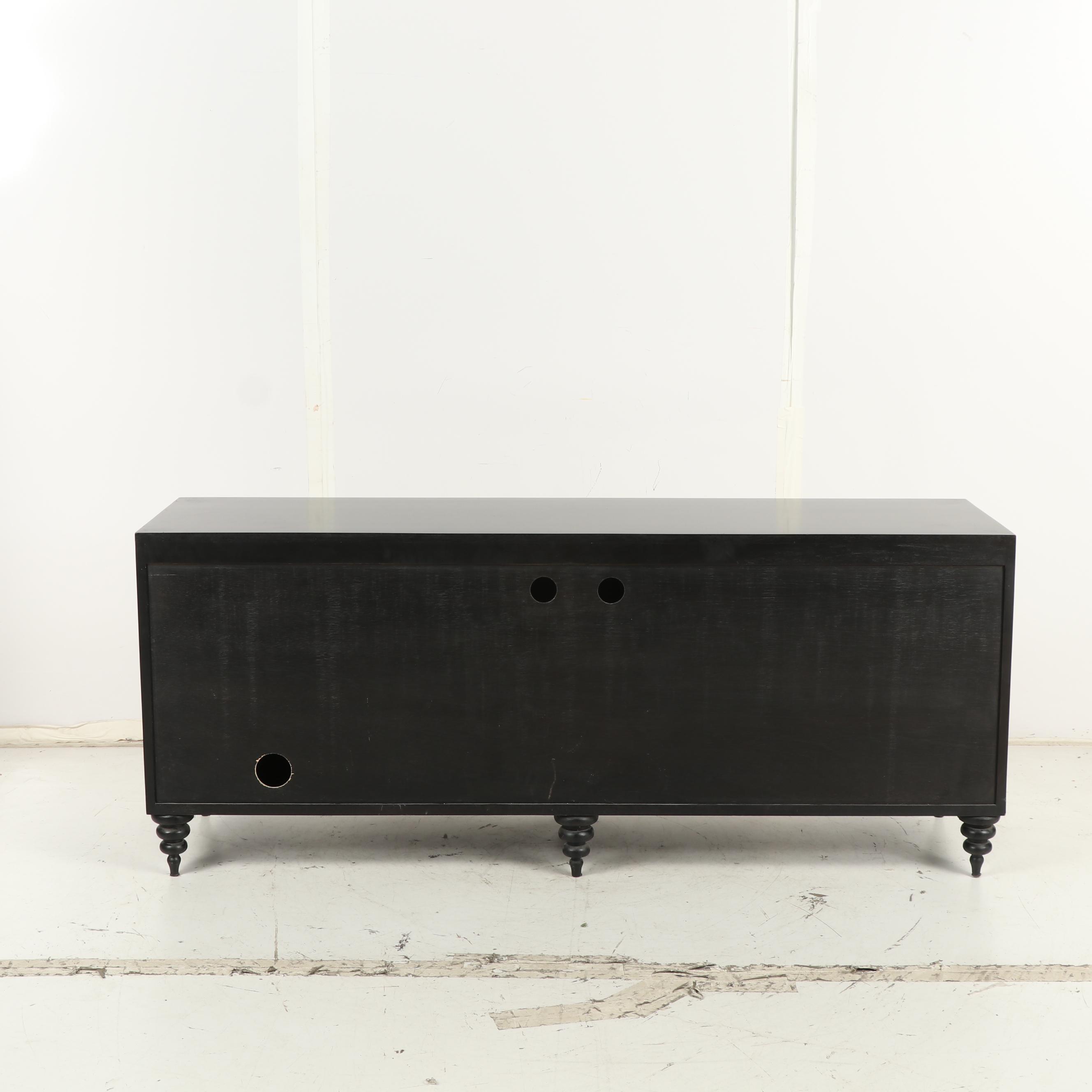 Contemporary Ebonized and Mirrored Front Credenza