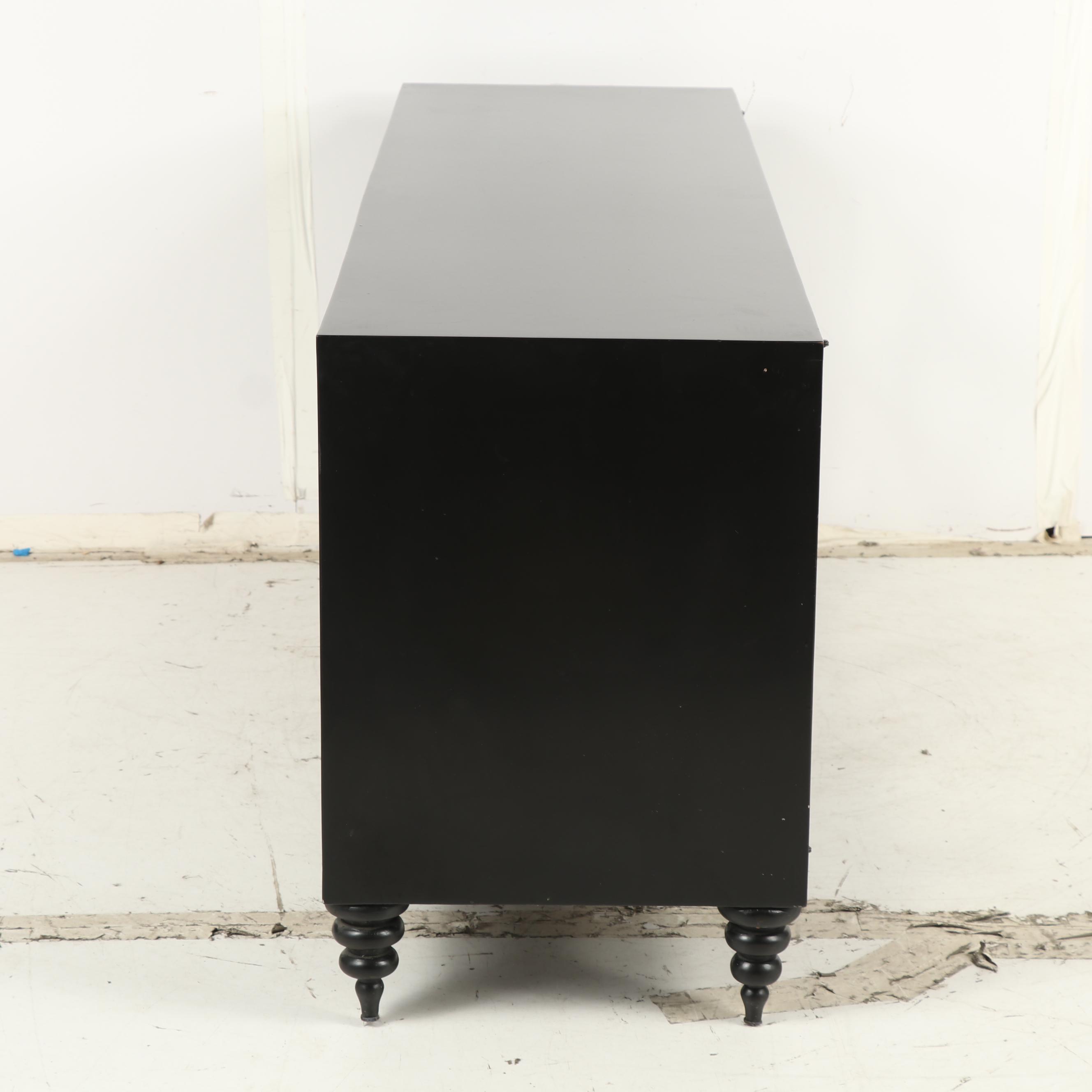 Contemporary Ebonized and Mirrored Front Credenza