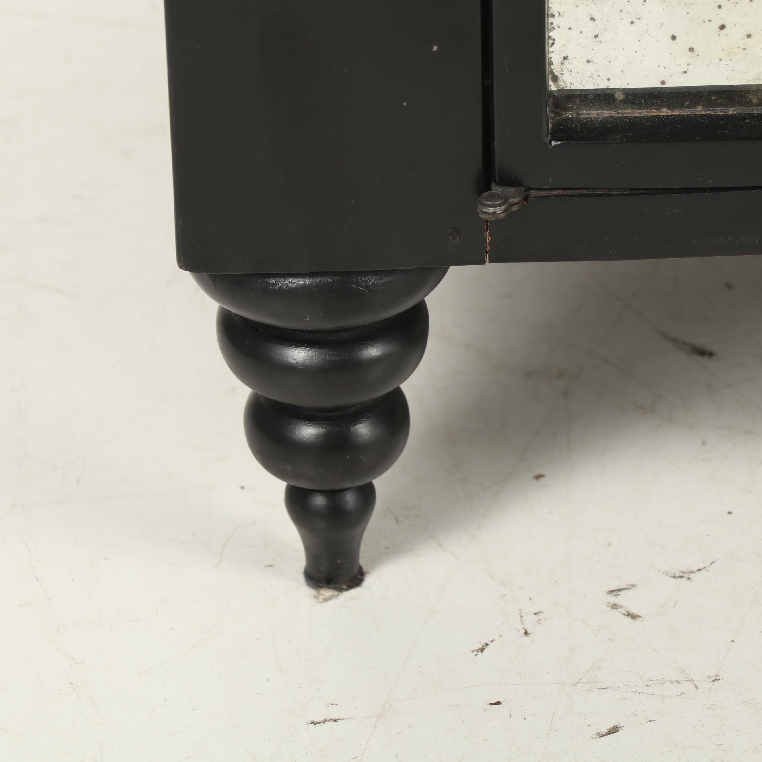 Contemporary Ebonized and Mirrored Front Credenza