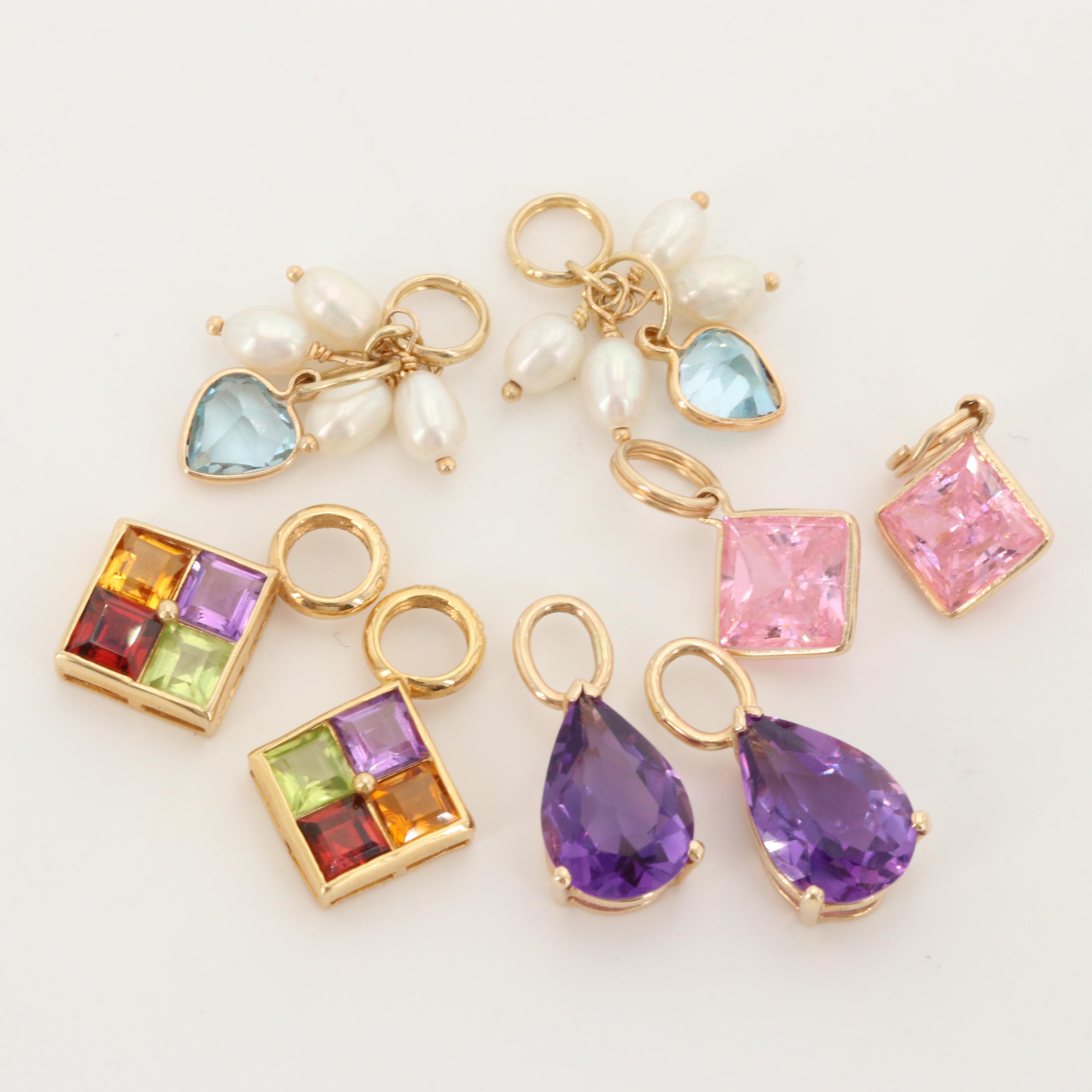 14K Yellow Gold Multi-Gemstone Earring Enhancers