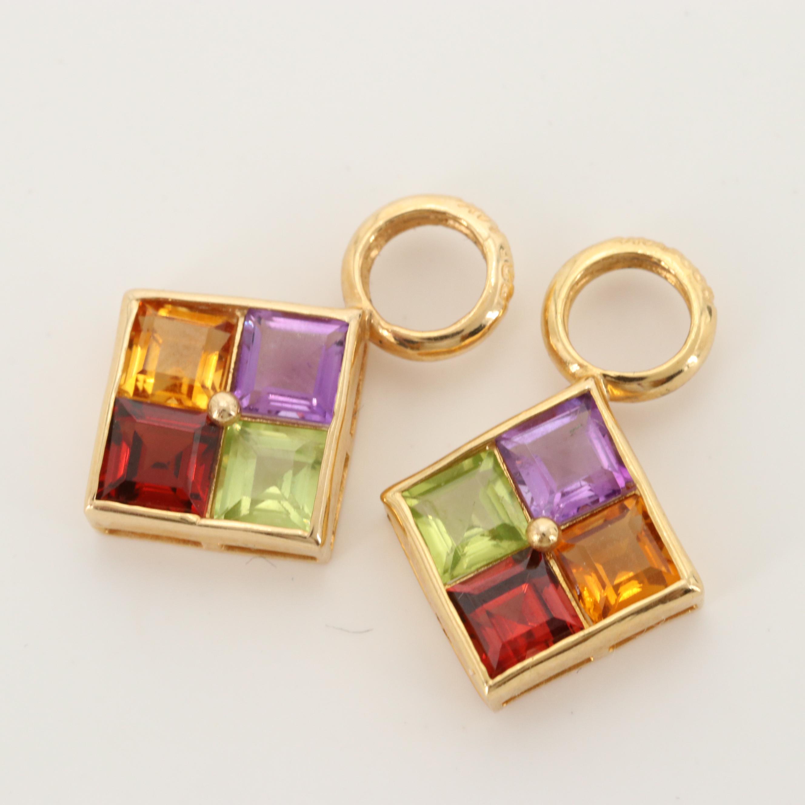 14K Yellow Gold Multi-Gemstone Earring Enhancers