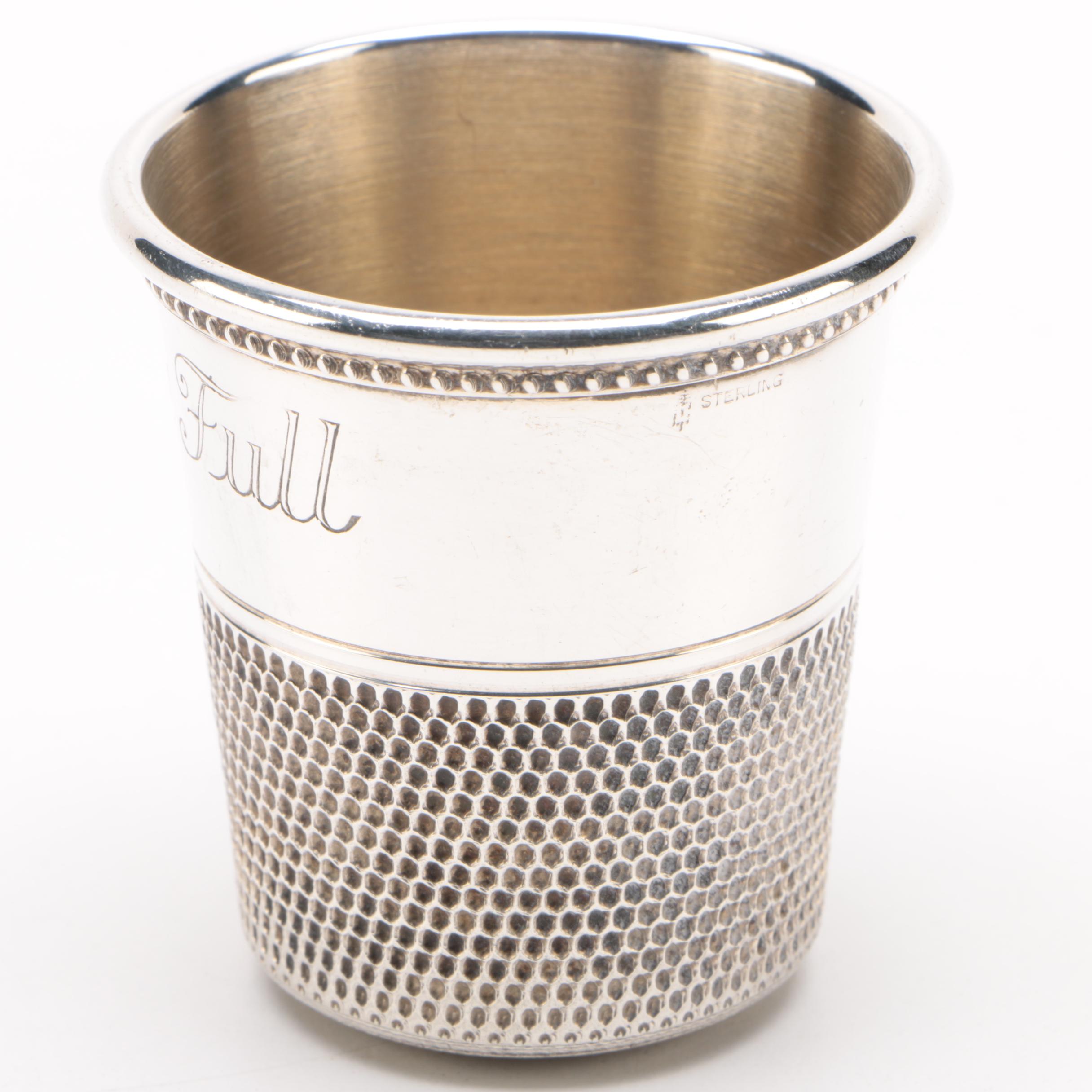 American "Only a Thimble Full" Sterling Silver Shot Glass