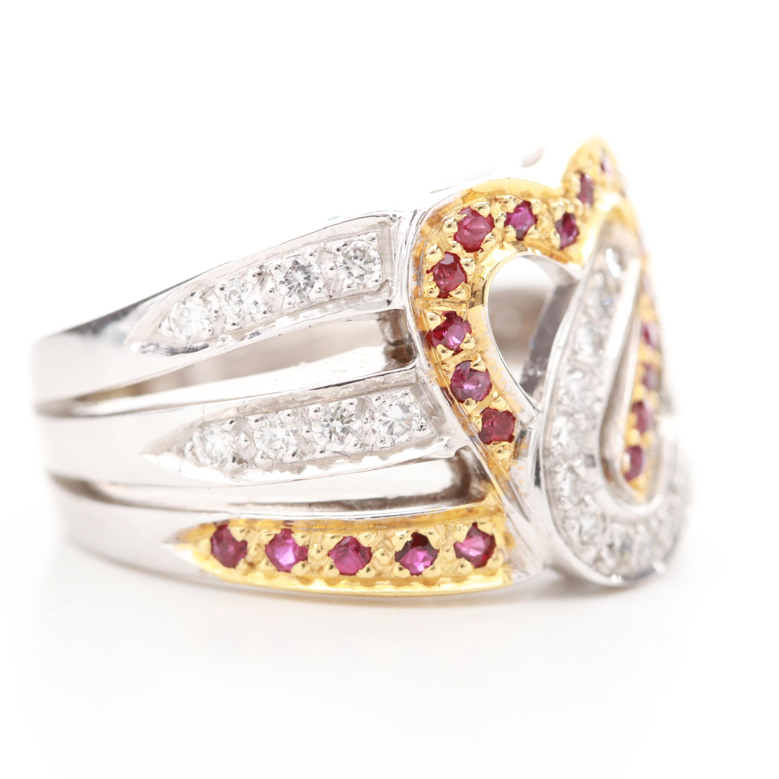 Andrew Sarosi 18K White Gold Diamond and Heart Ring with 18K Yellow Gold Accents