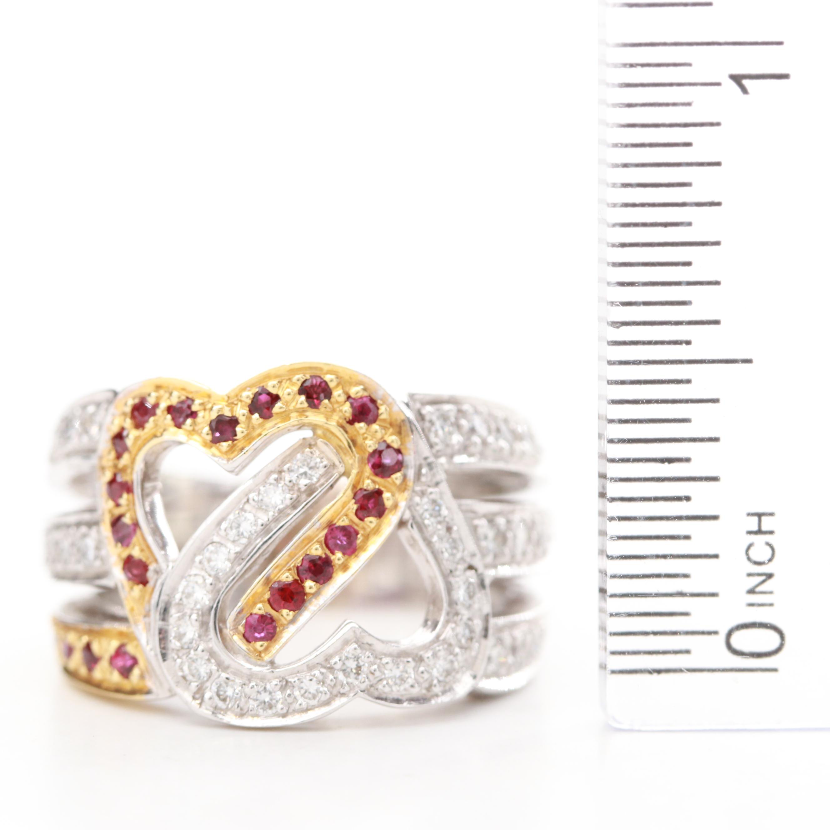 Andrew Sarosi 18K White Gold Diamond and Heart Ring with 18K Yellow Gold Accents