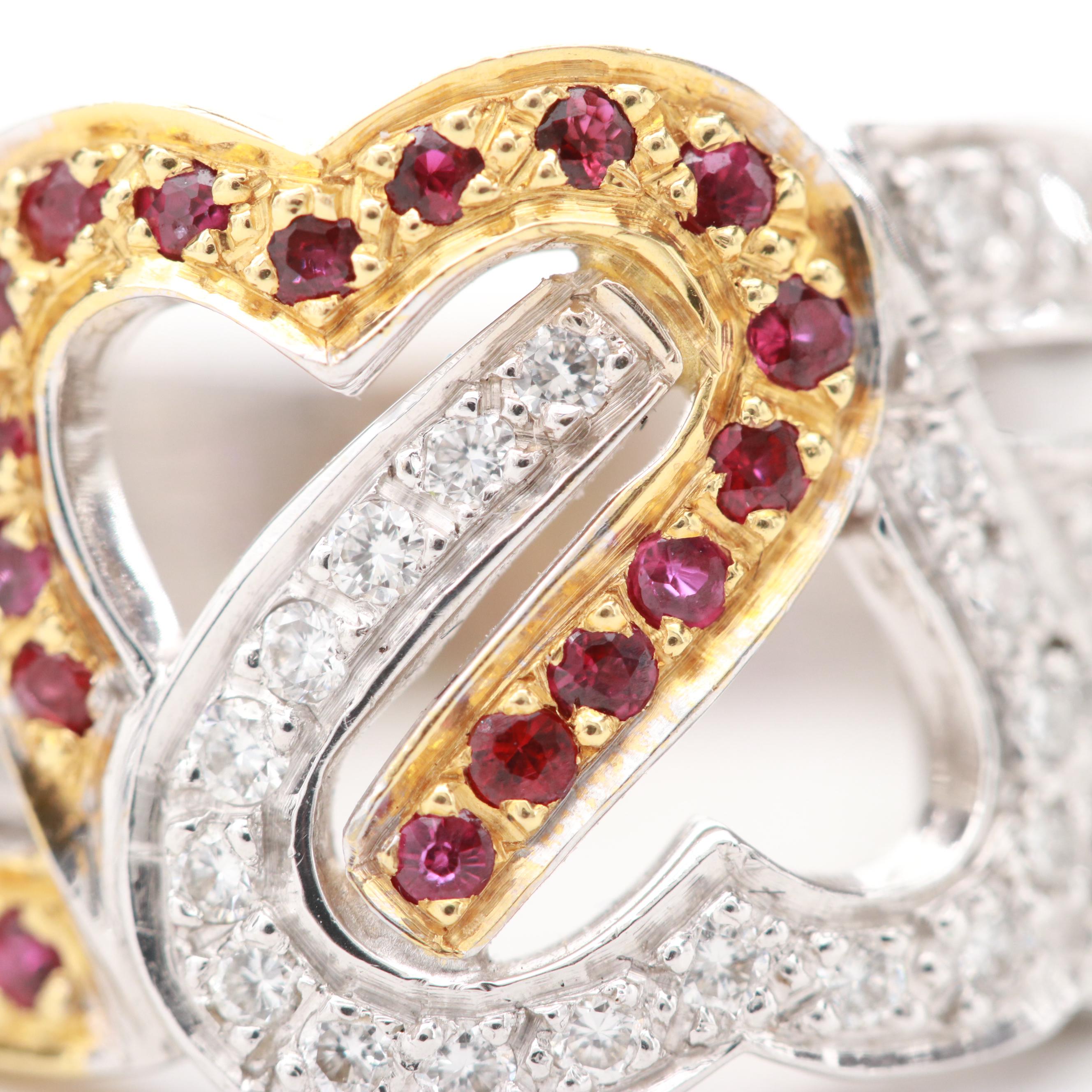 Andrew Sarosi 18K White Gold Diamond and Heart Ring with 18K Yellow Gold Accents