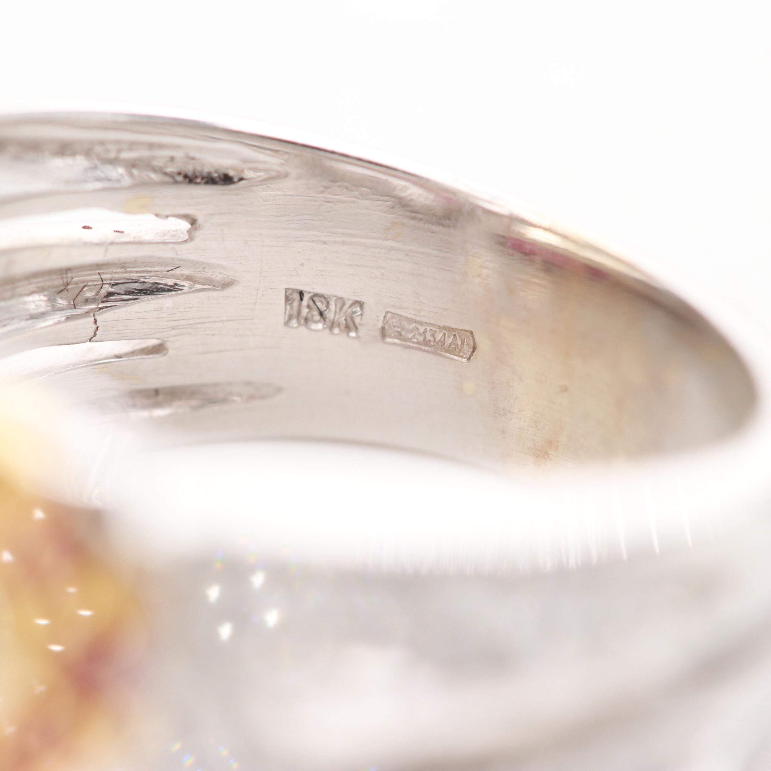 Andrew Sarosi 18K White Gold Diamond and Heart Ring with 18K Yellow Gold Accents