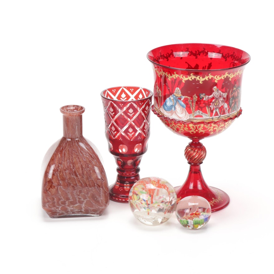 Red Glass Housewares and Paperweights