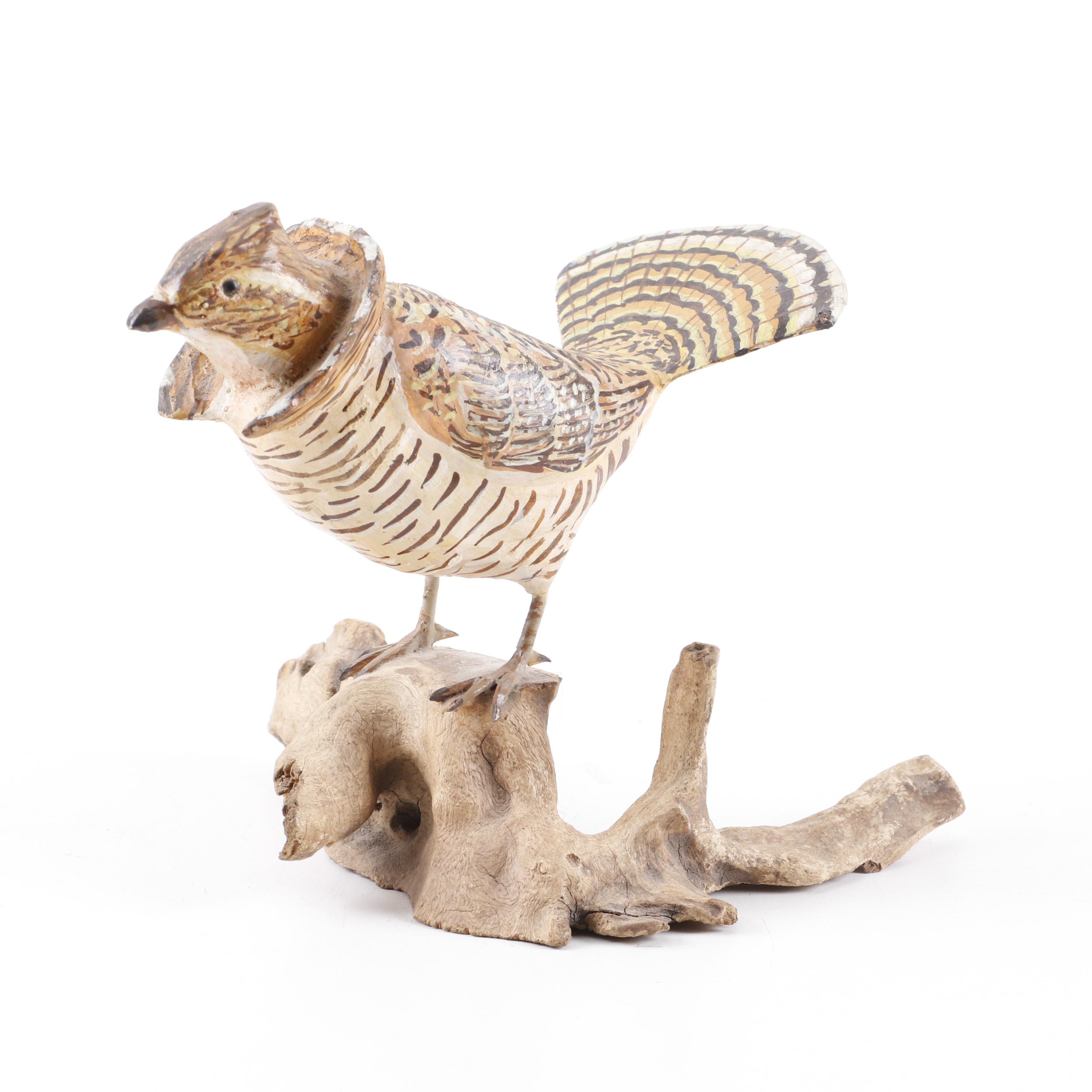 Bernard Blake Sculpture "Hand Carved Ruffed Grouse"