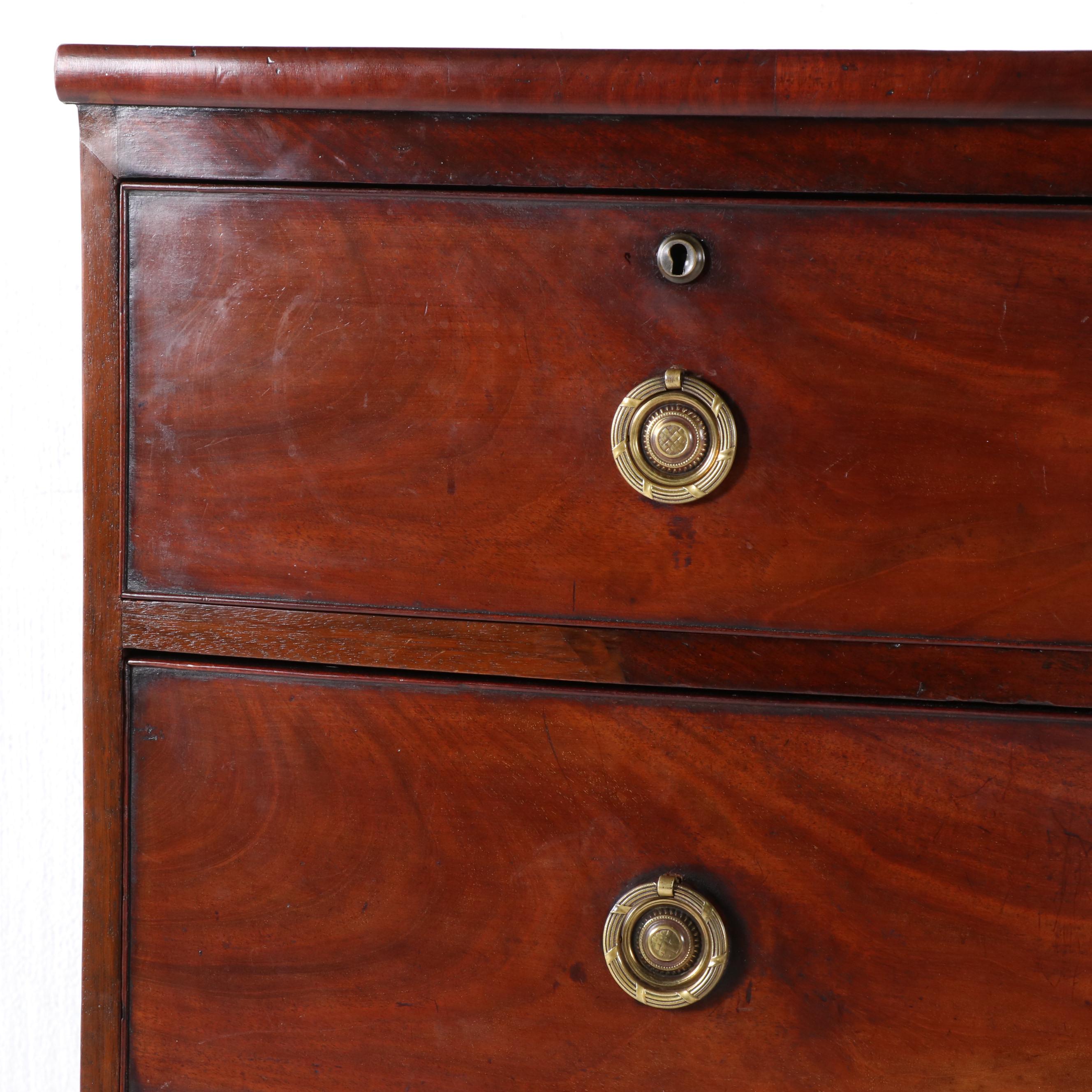 English Regency Period Walnut Bow Front Chest, Circa 1830