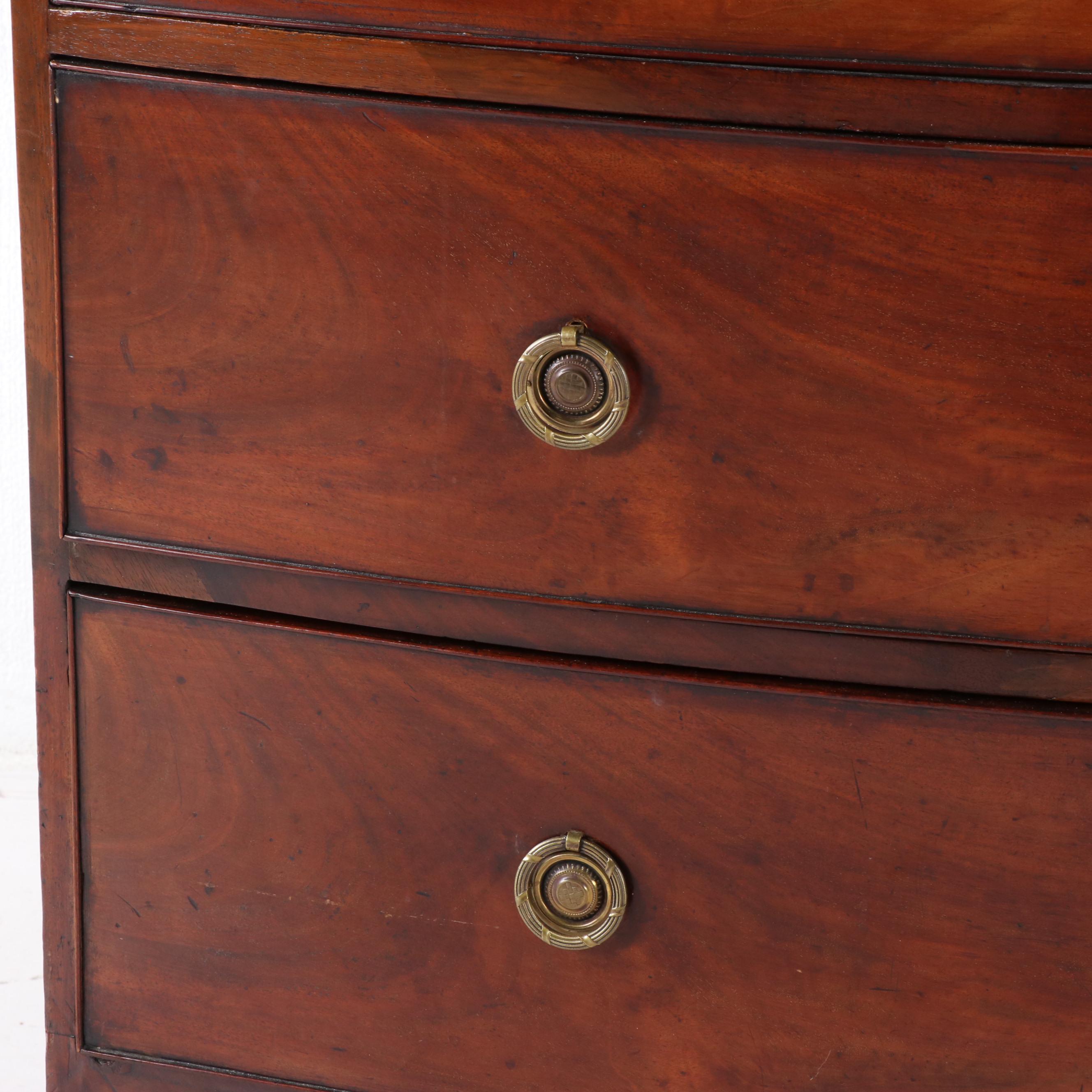 English Regency Period Walnut Bow Front Chest, Circa 1830