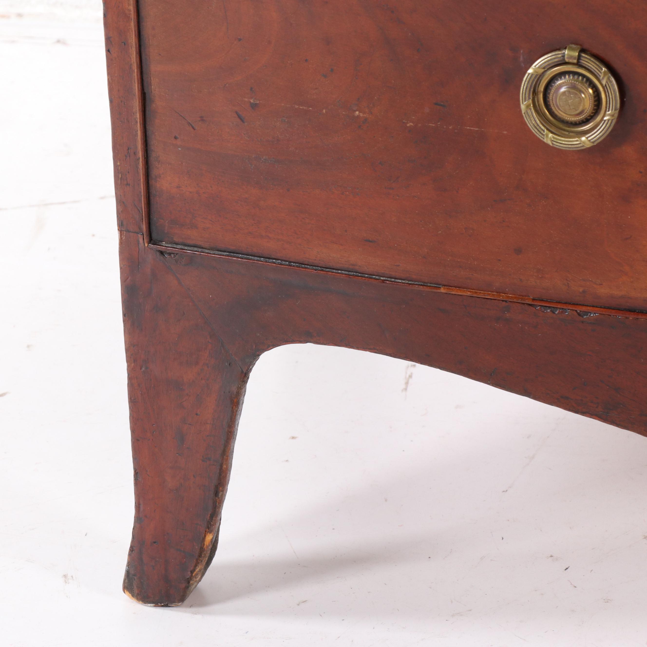 English Regency Period Walnut Bow Front Chest, Circa 1830
