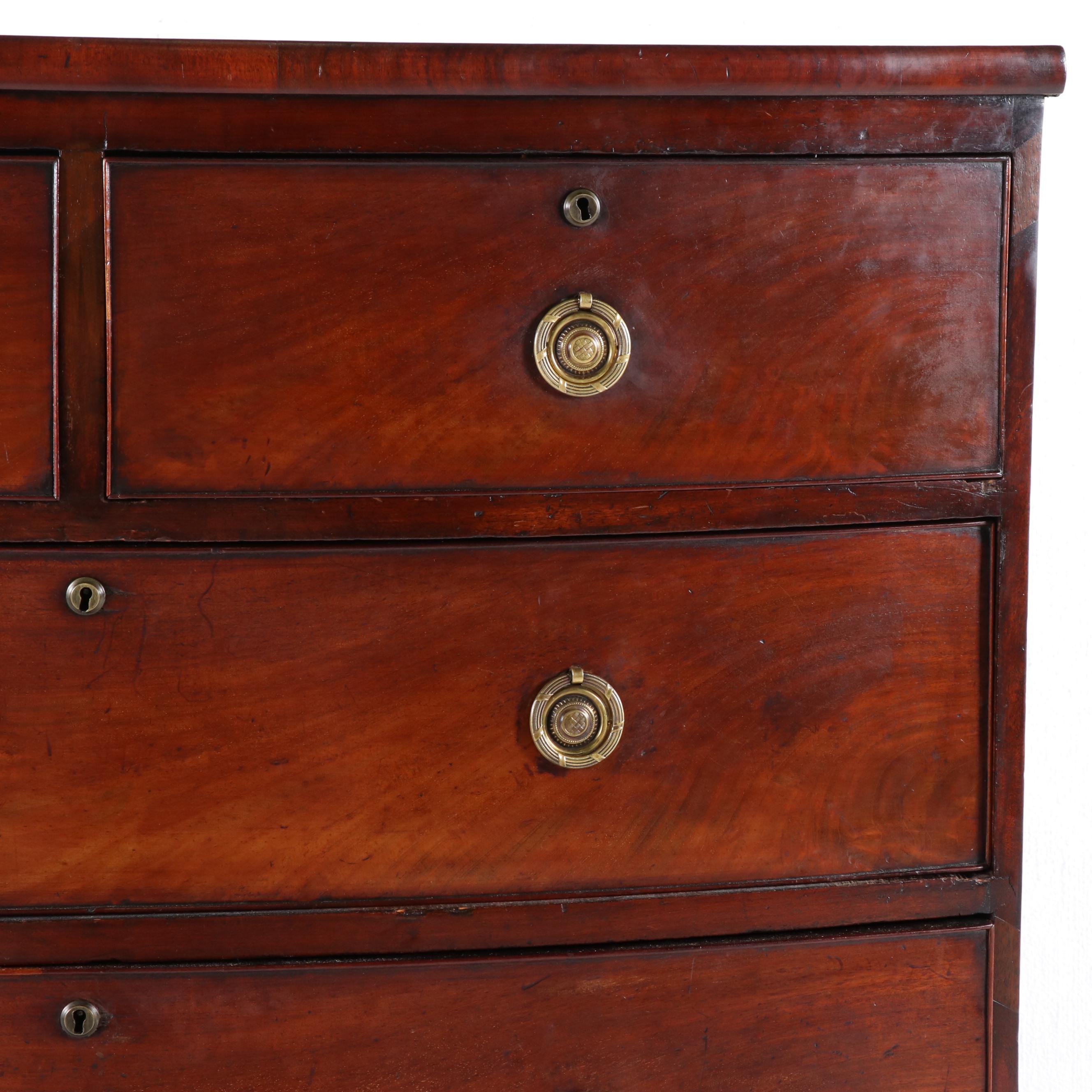 English Regency Period Walnut Bow Front Chest, Circa 1830