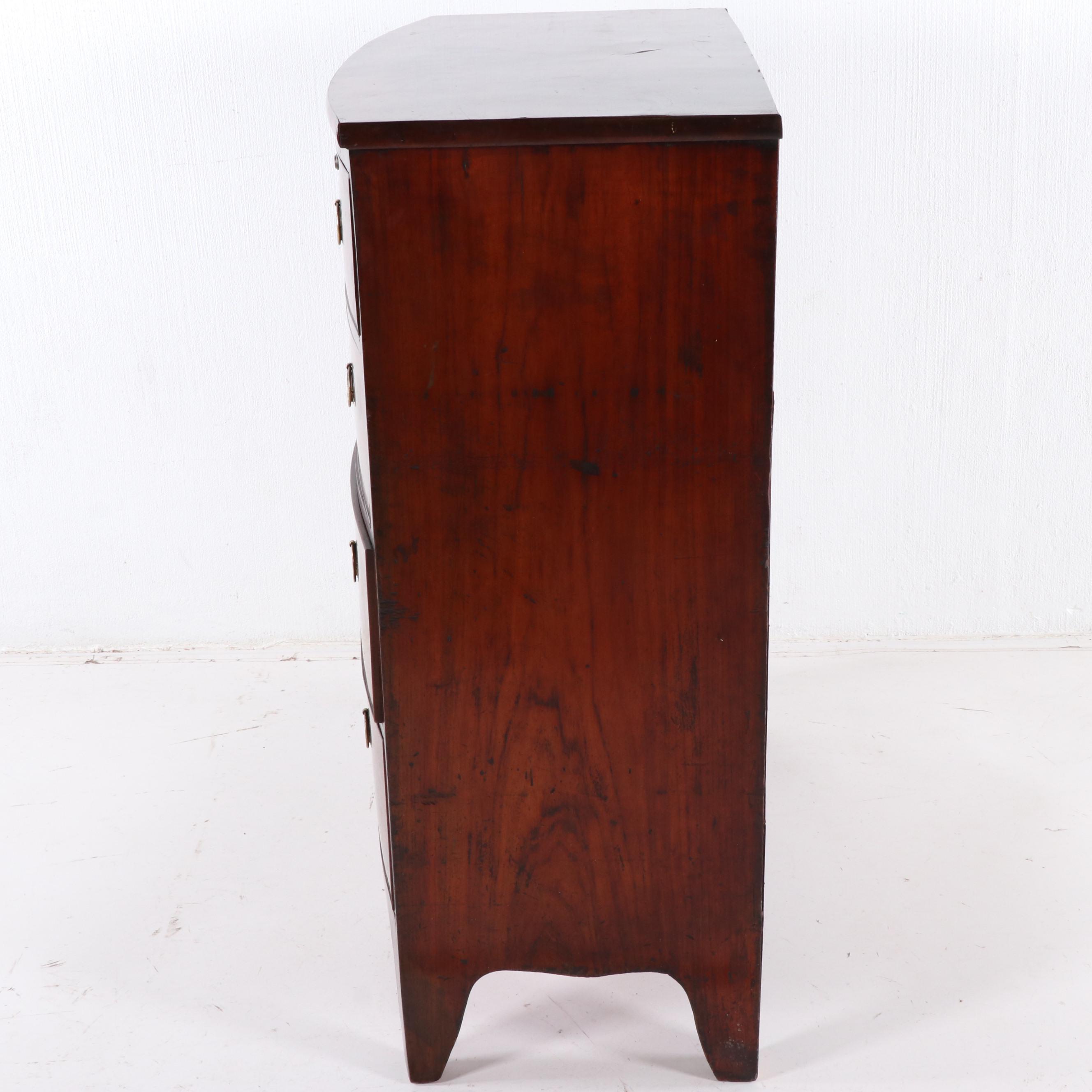 English Regency Period Walnut Bow Front Chest, Circa 1830