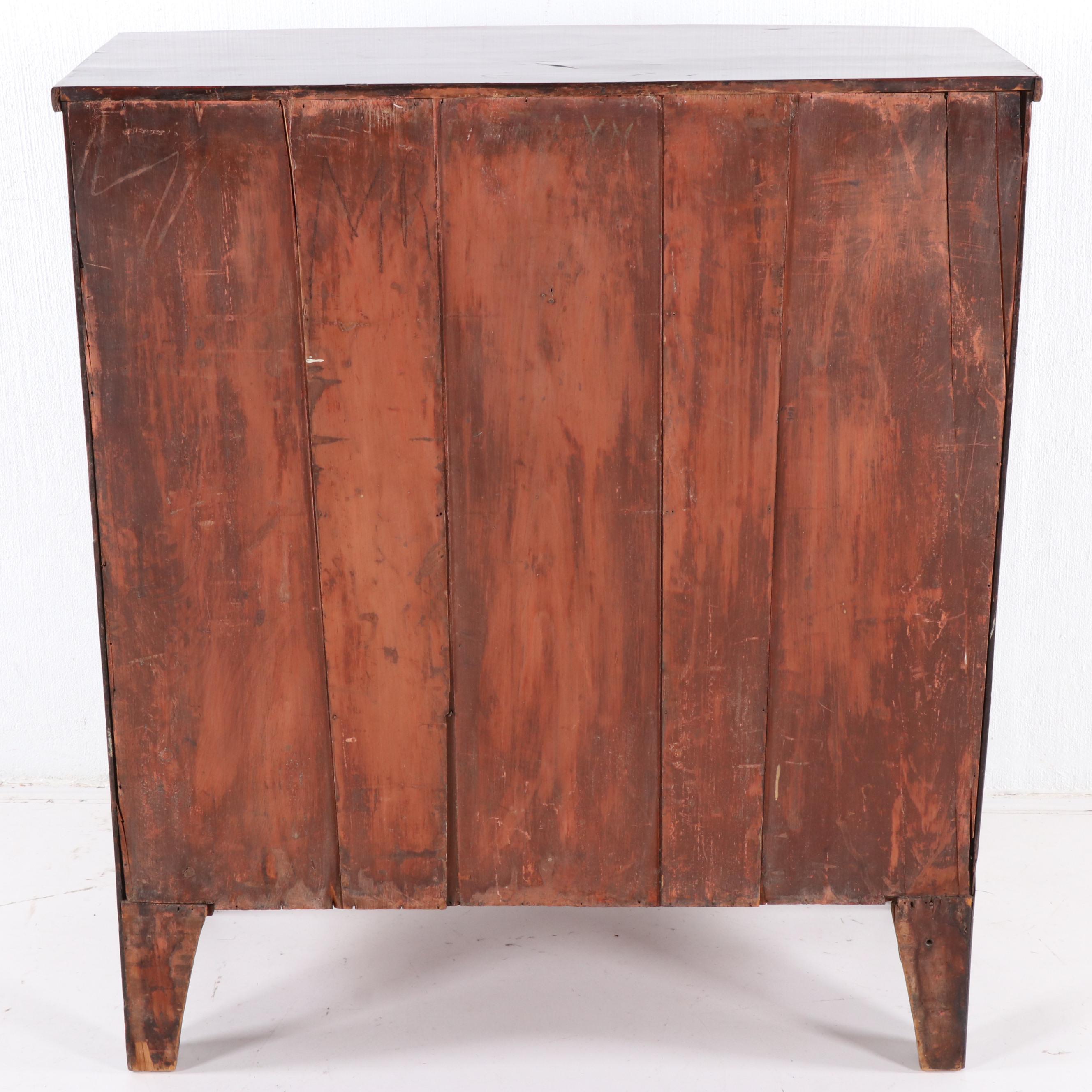 English Regency Period Walnut Bow Front Chest, Circa 1830