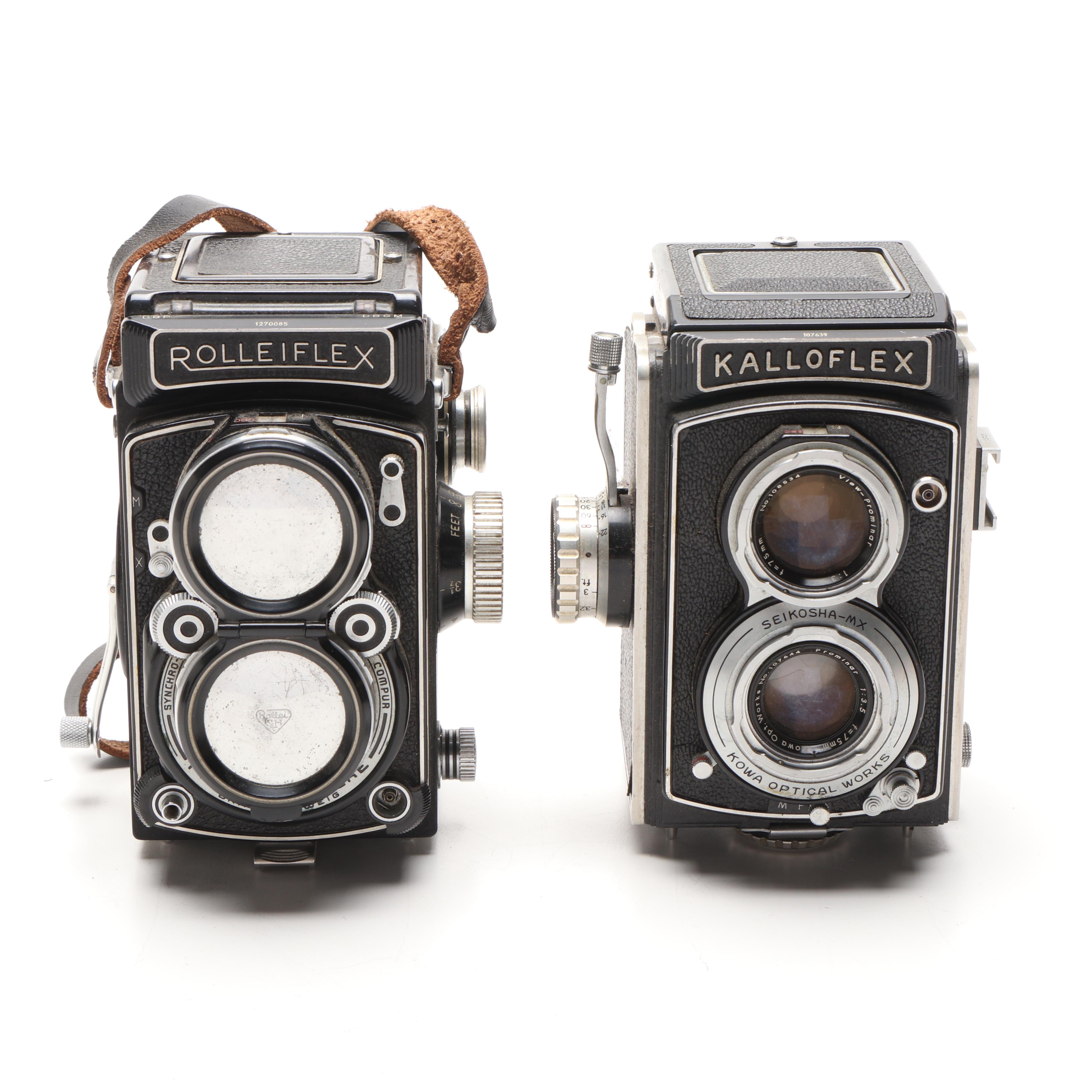 Kowa "Kalloflex" and Franke & Heidecke "Rolleiflex" Twin-Lens Reflex Cameras