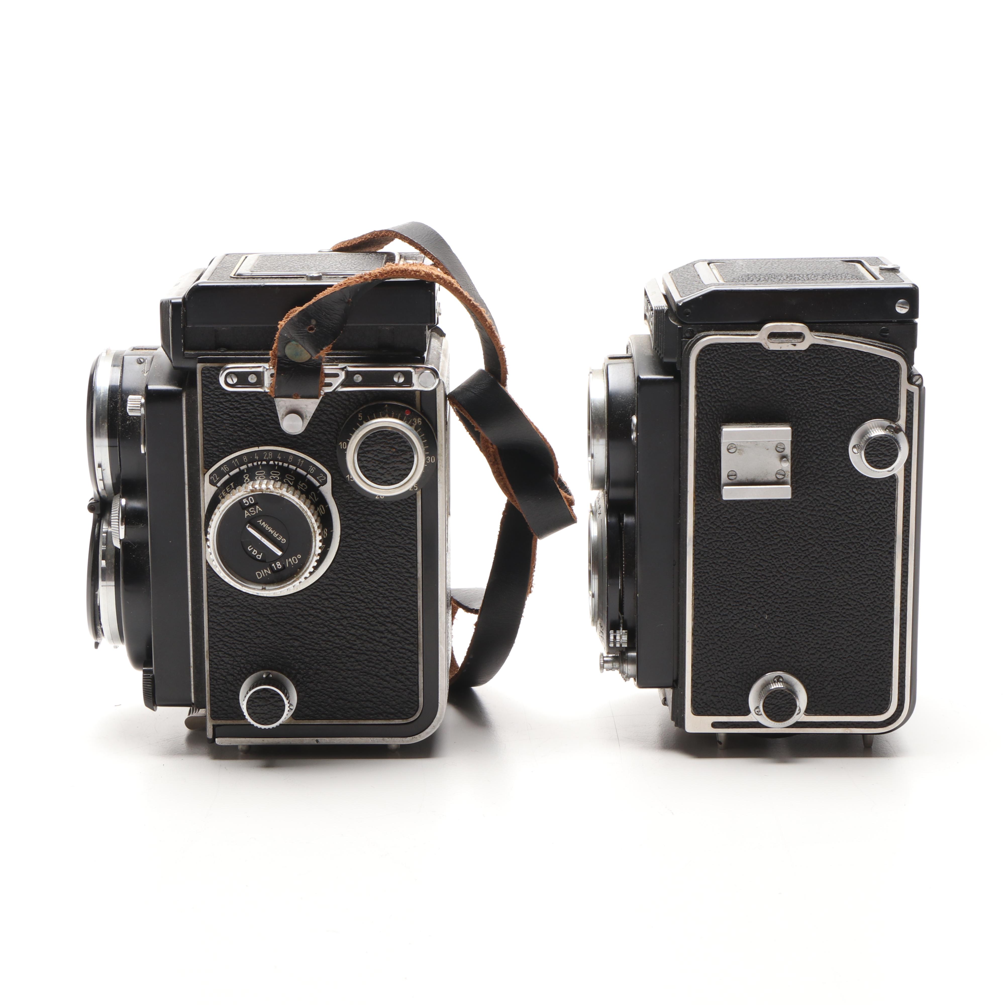 Kowa "Kalloflex" and Franke & Heidecke "Rolleiflex" Twin-Lens Reflex Cameras
