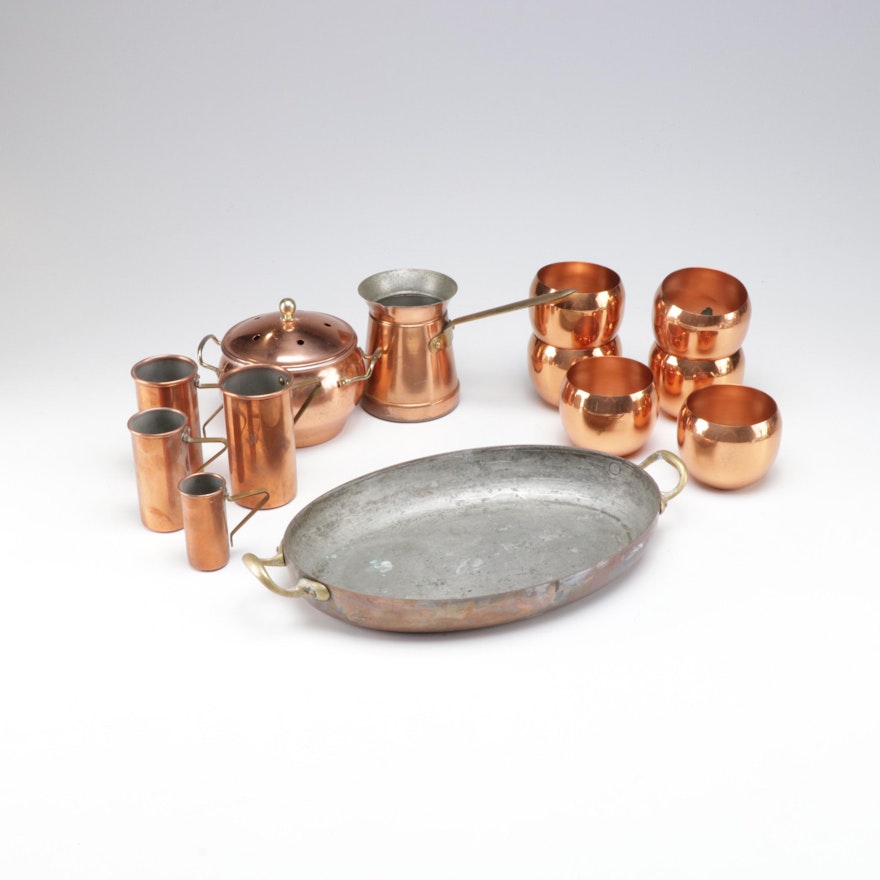 Copper and Copper Plated Tableware, Vintage