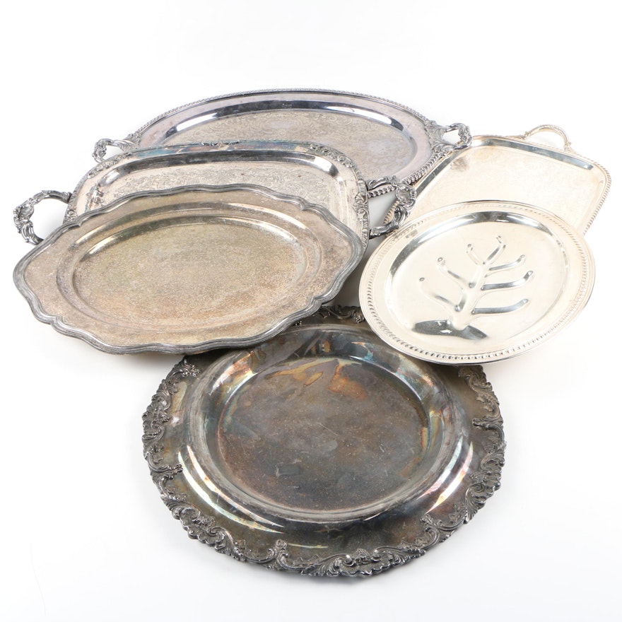 Silver Plate Serving Platters including Lancaster and Sheffield