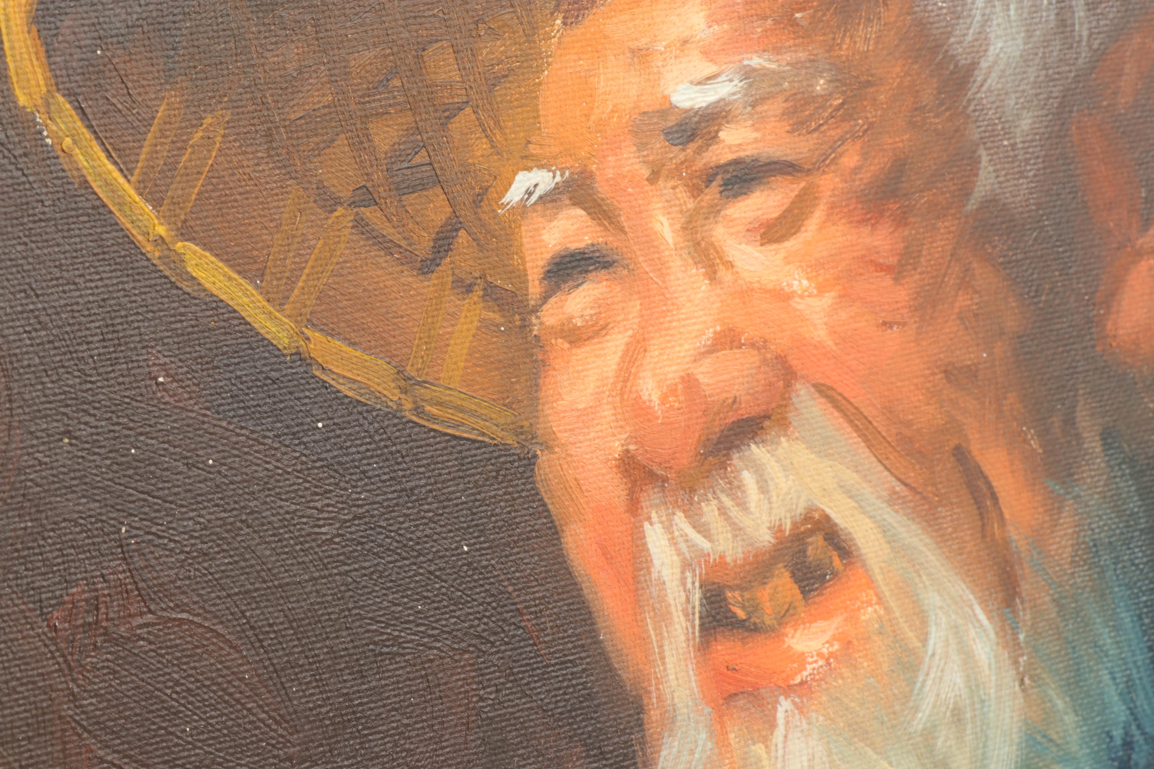 Oil Painting Portrait of an Old Chinese Man