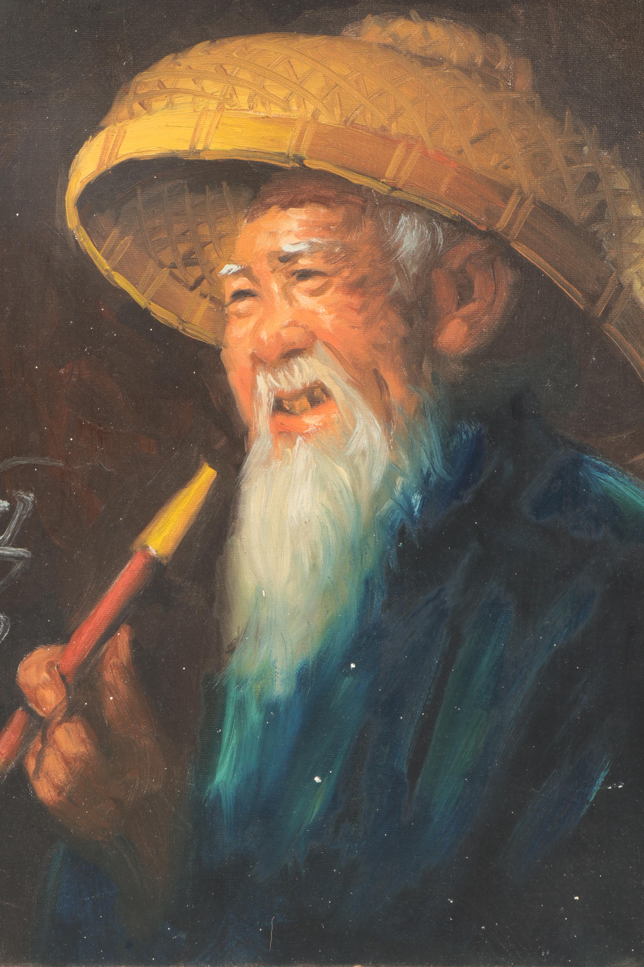 Oil Painting Portrait of an Old Chinese Man