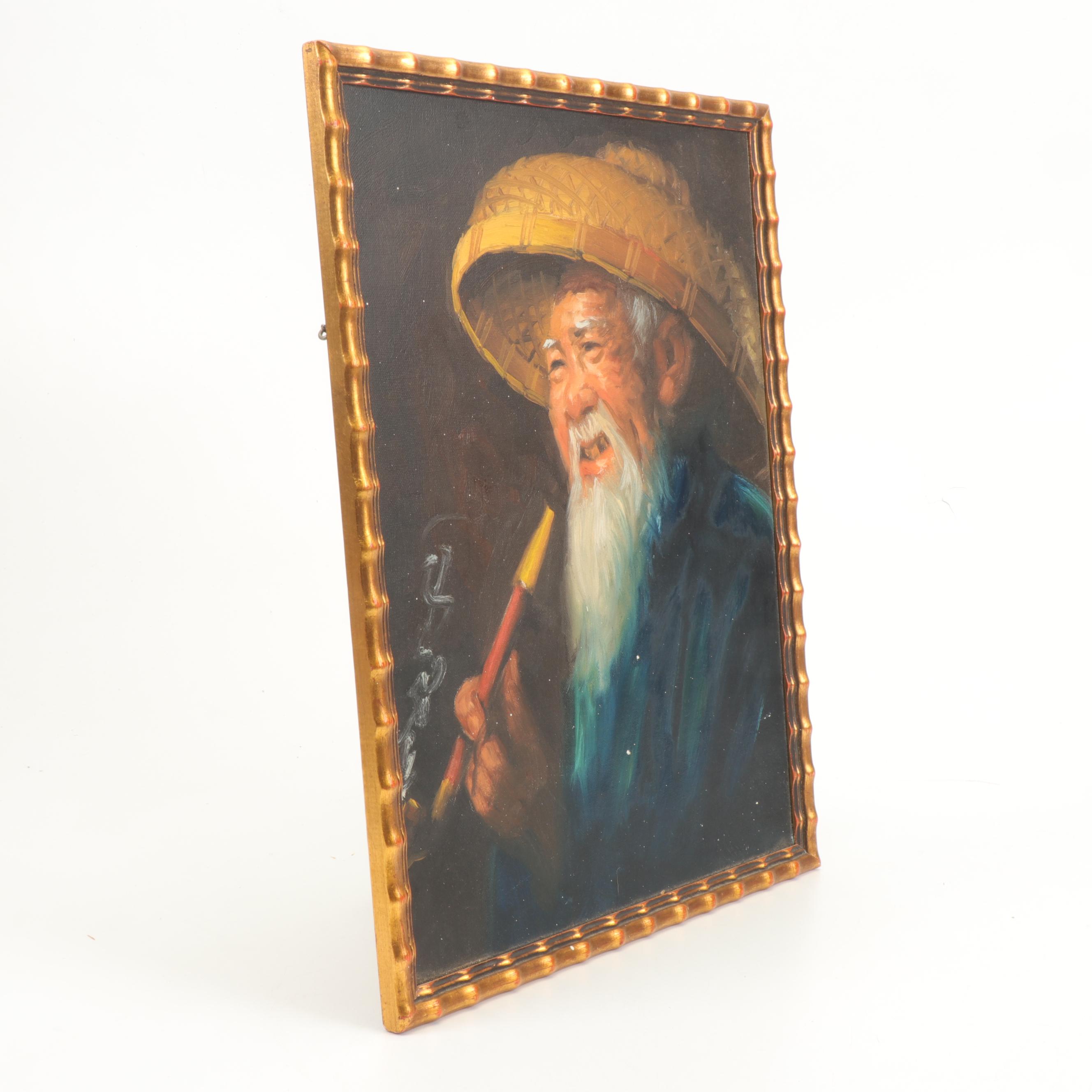 Oil Painting Portrait of an Old Chinese Man