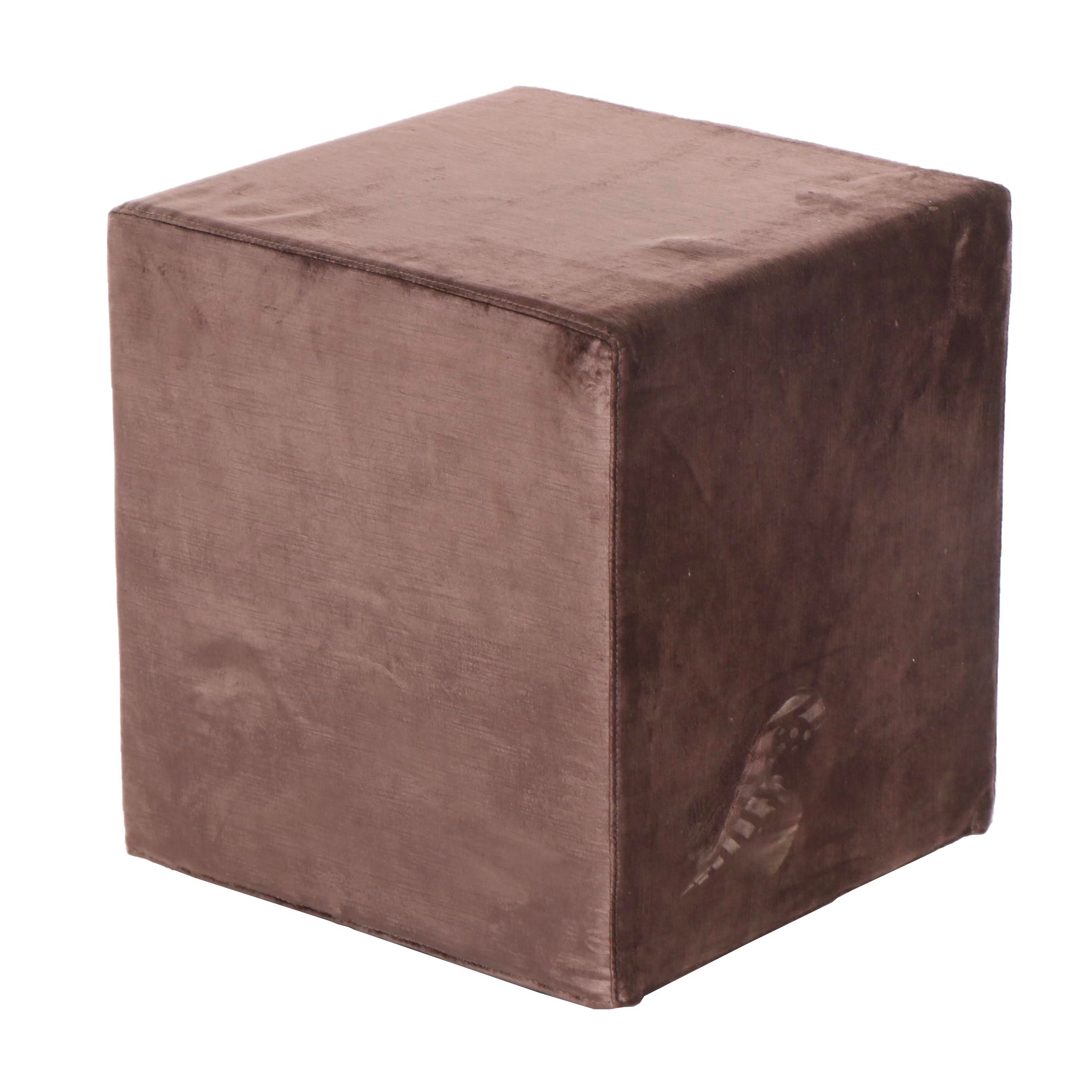 Contemporary Purple Velvet Upholstered Ottoman