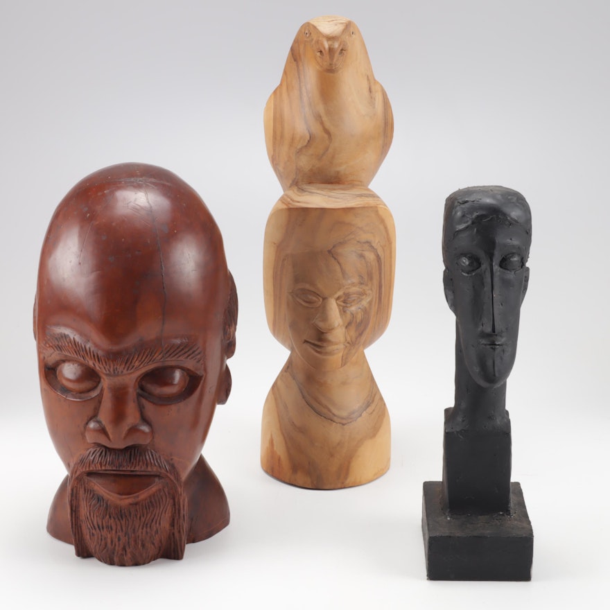Carved Wood Busts