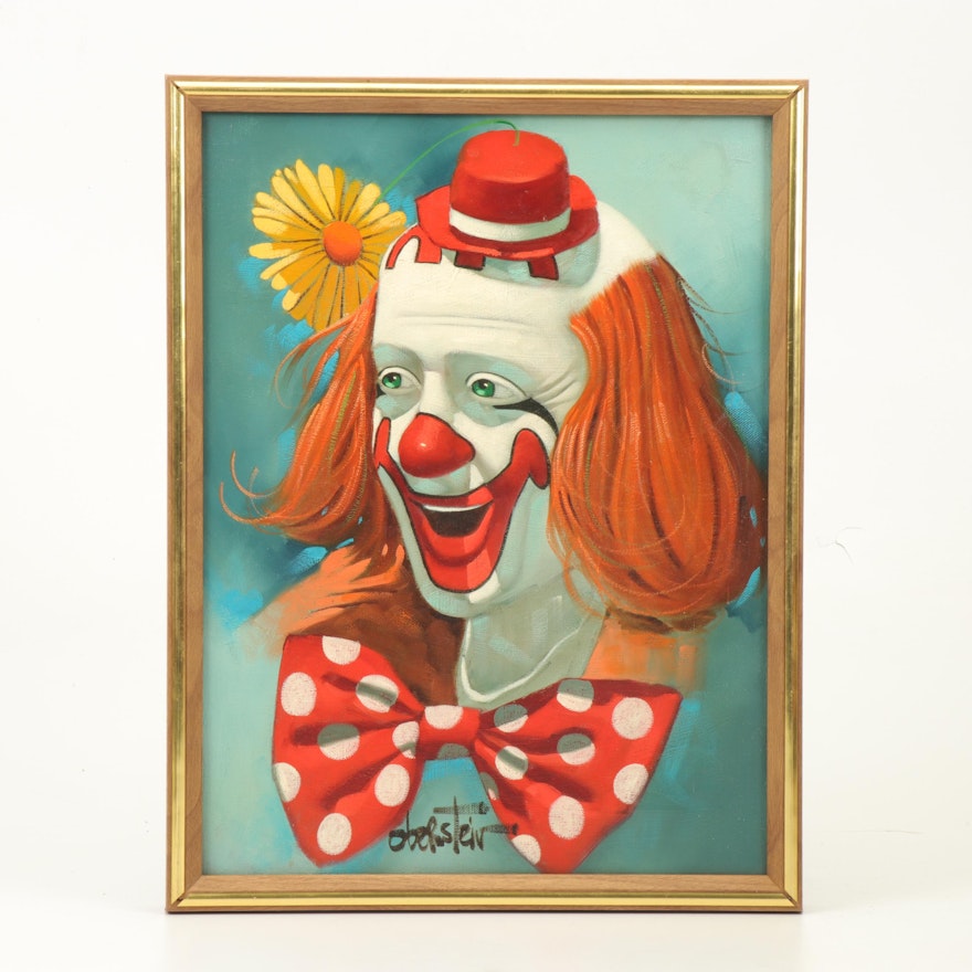 Chuck Oberstein Clown Oil Painting