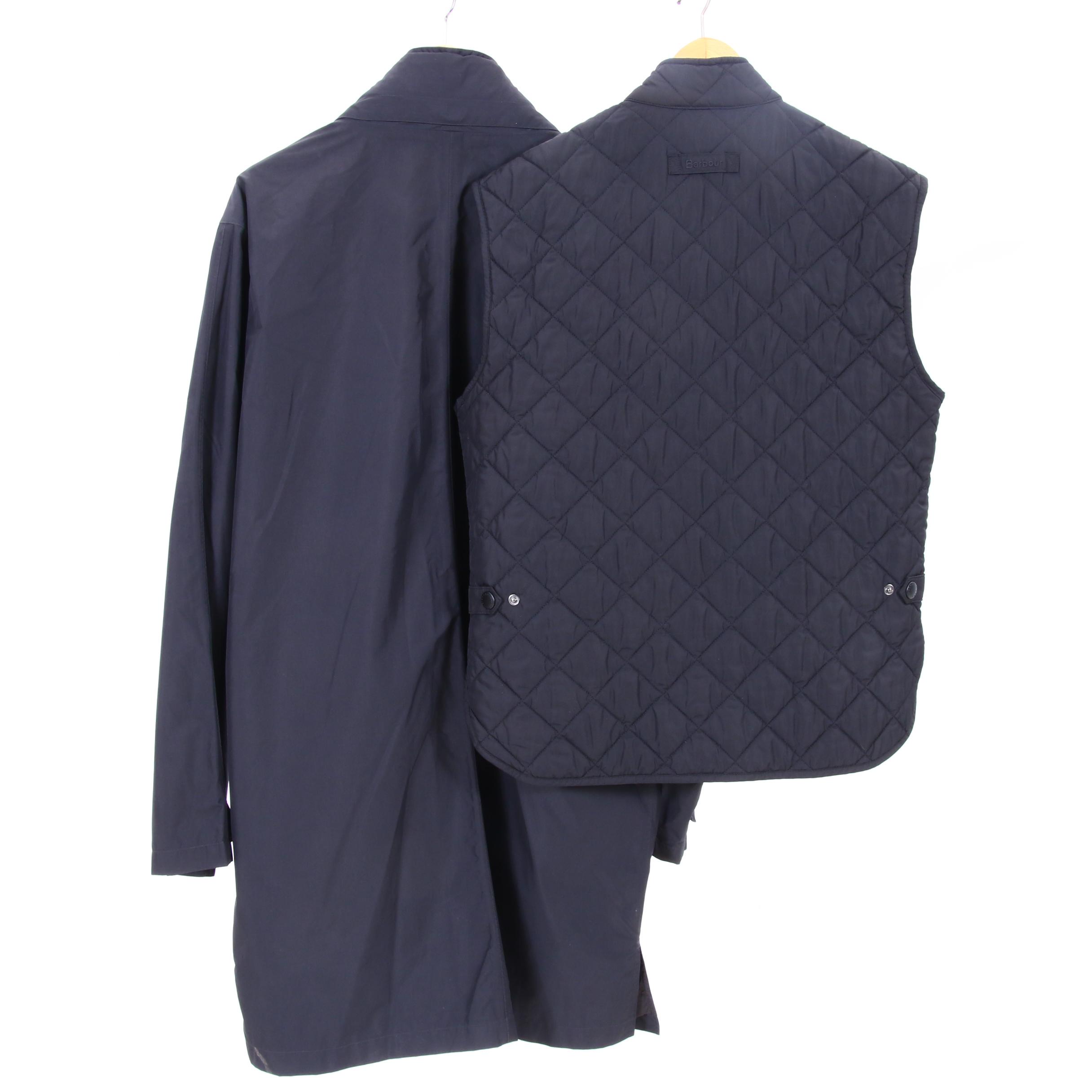 Men's Barbour Black Quilted Lowerdale Vest and Eastern Mountain Sports Coat