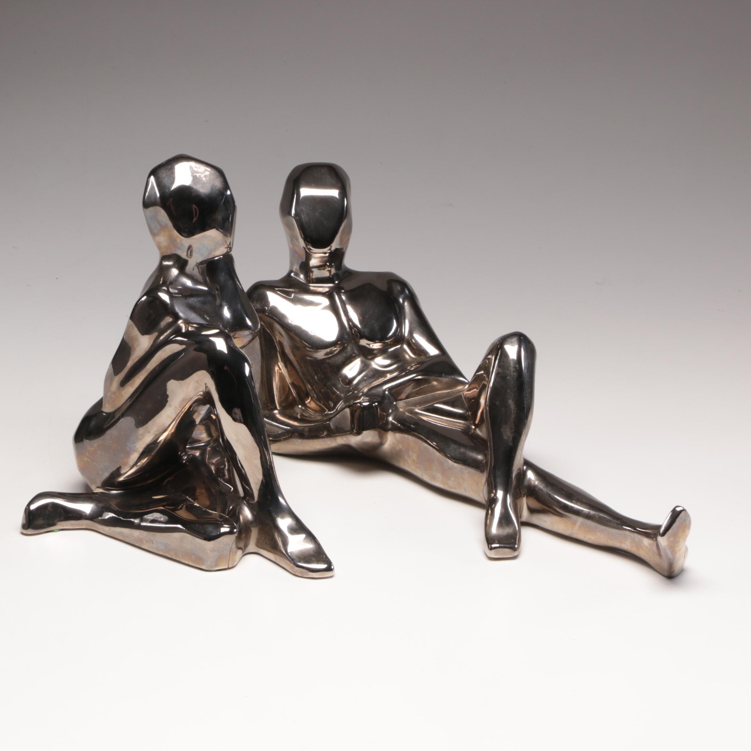 Jaru Silver Tone Modern Figure Sculptures, circa 1977