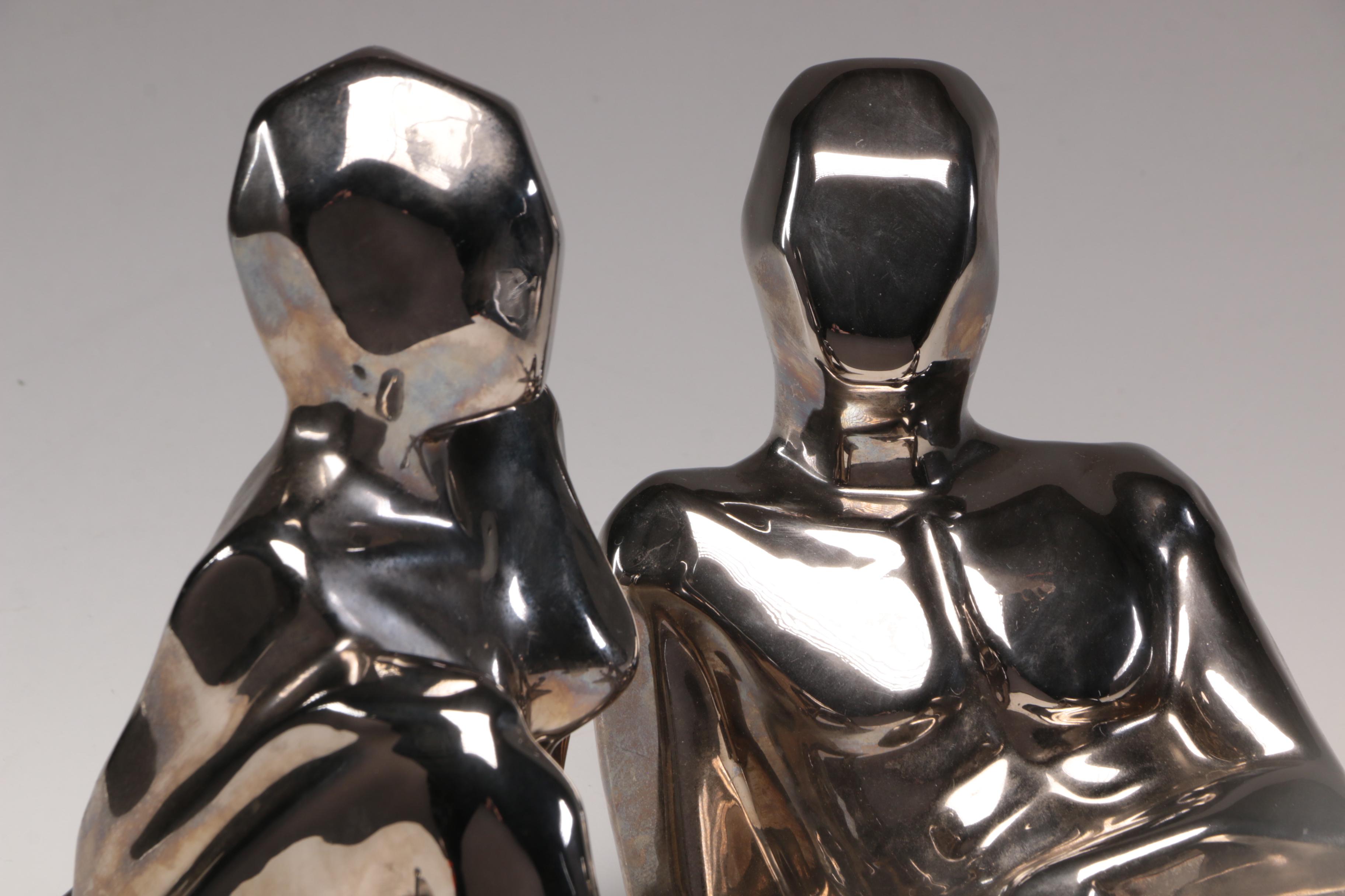 Jaru Silver Tone Modern Figure Sculptures, circa 1977