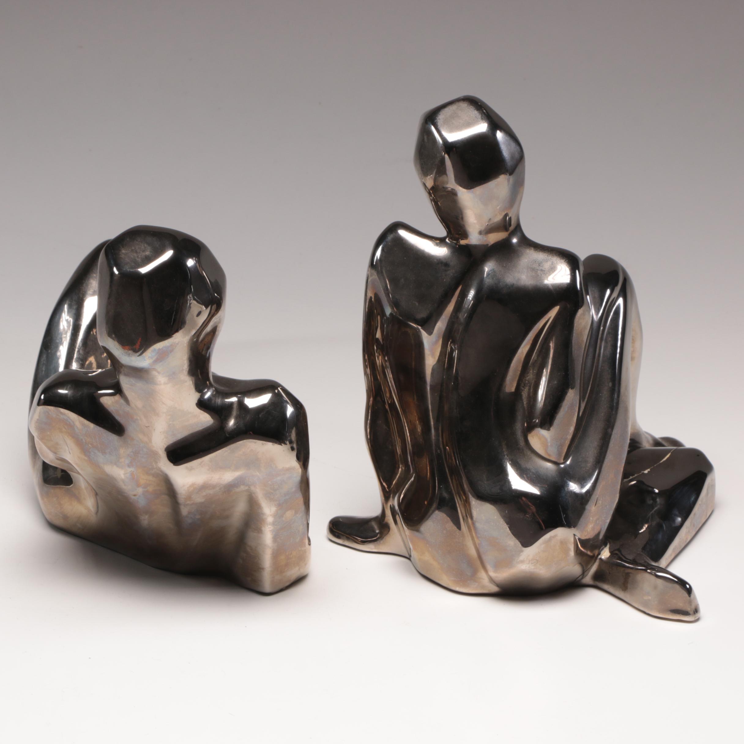 Jaru Silver Tone Modern Figure Sculptures, circa 1977