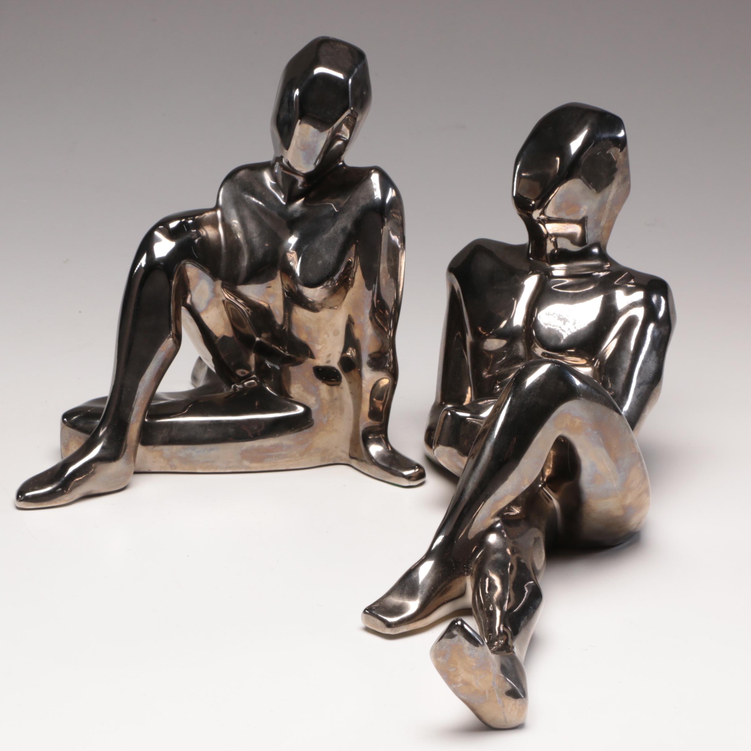 Jaru Silver Tone Modern Figure Sculptures, circa 1977